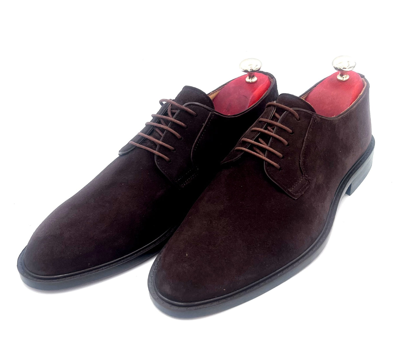 Oscar William Dark Brown Suede Derby Shoes – Leather Sole
