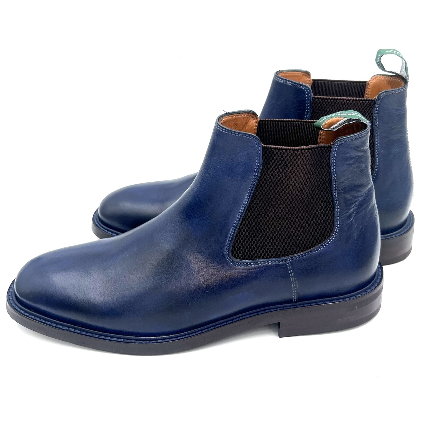 Handmade Classic Chelsea Boots – Navy Blue with Studded Sole