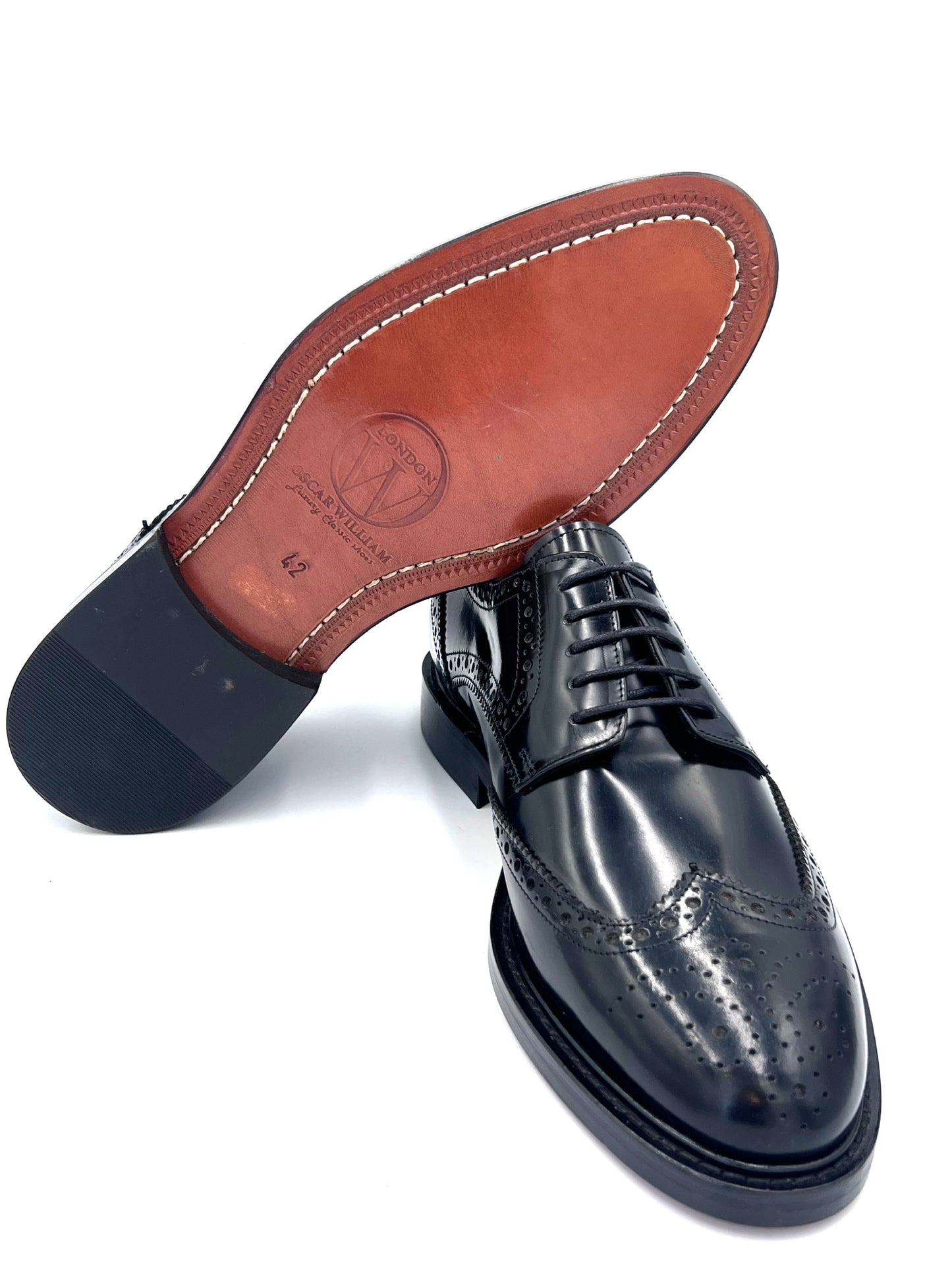 Oscar William Brogues – High Shine Black | Leather Sole