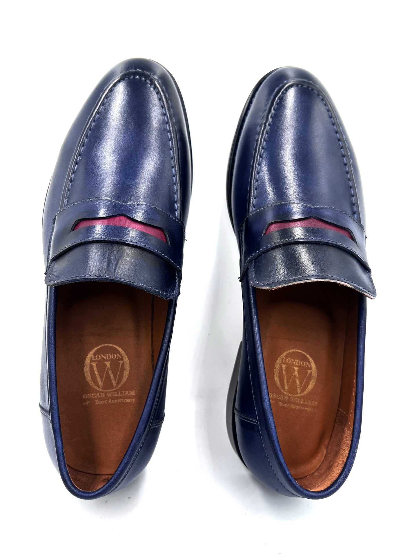 Oscar William Penny Loafers – Navy Blue | Leather Sole