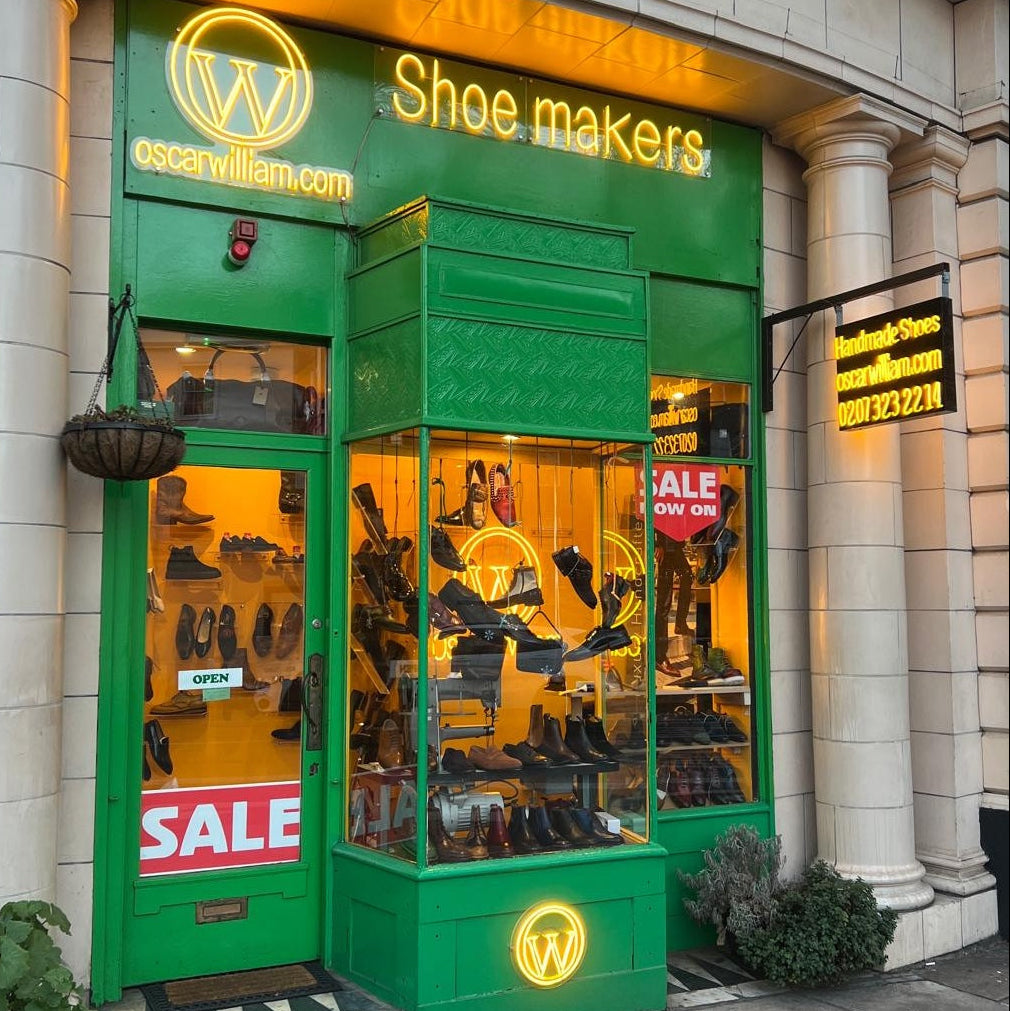 Oscar William Shoemakers Store in Fitzrovia Great Portland Street Station Green SHop 