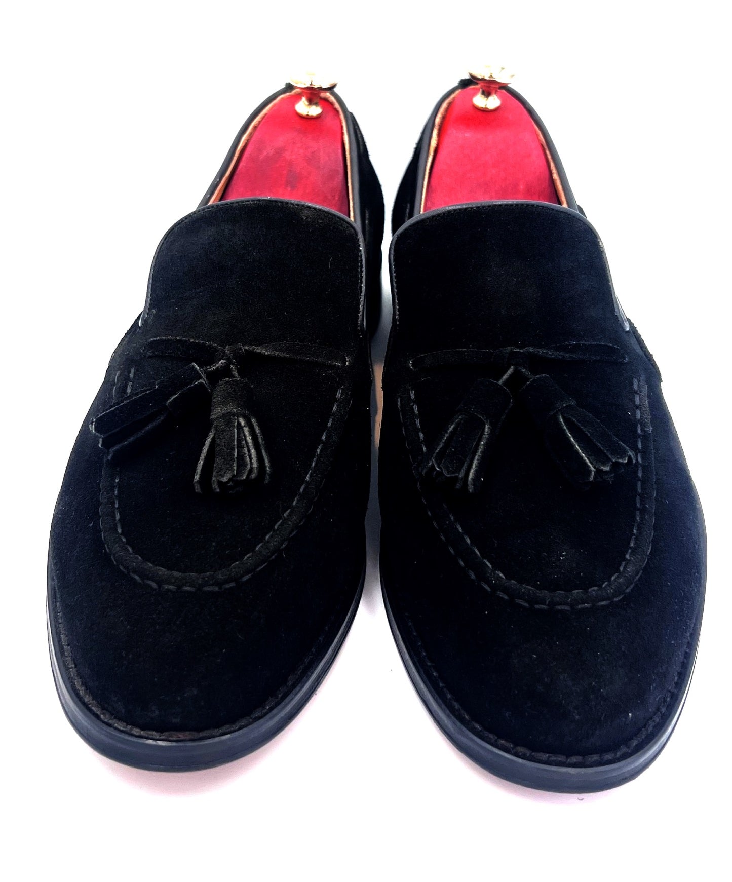 Oscar William Handmade Black Suede Tassel Loafers – Leather Sole