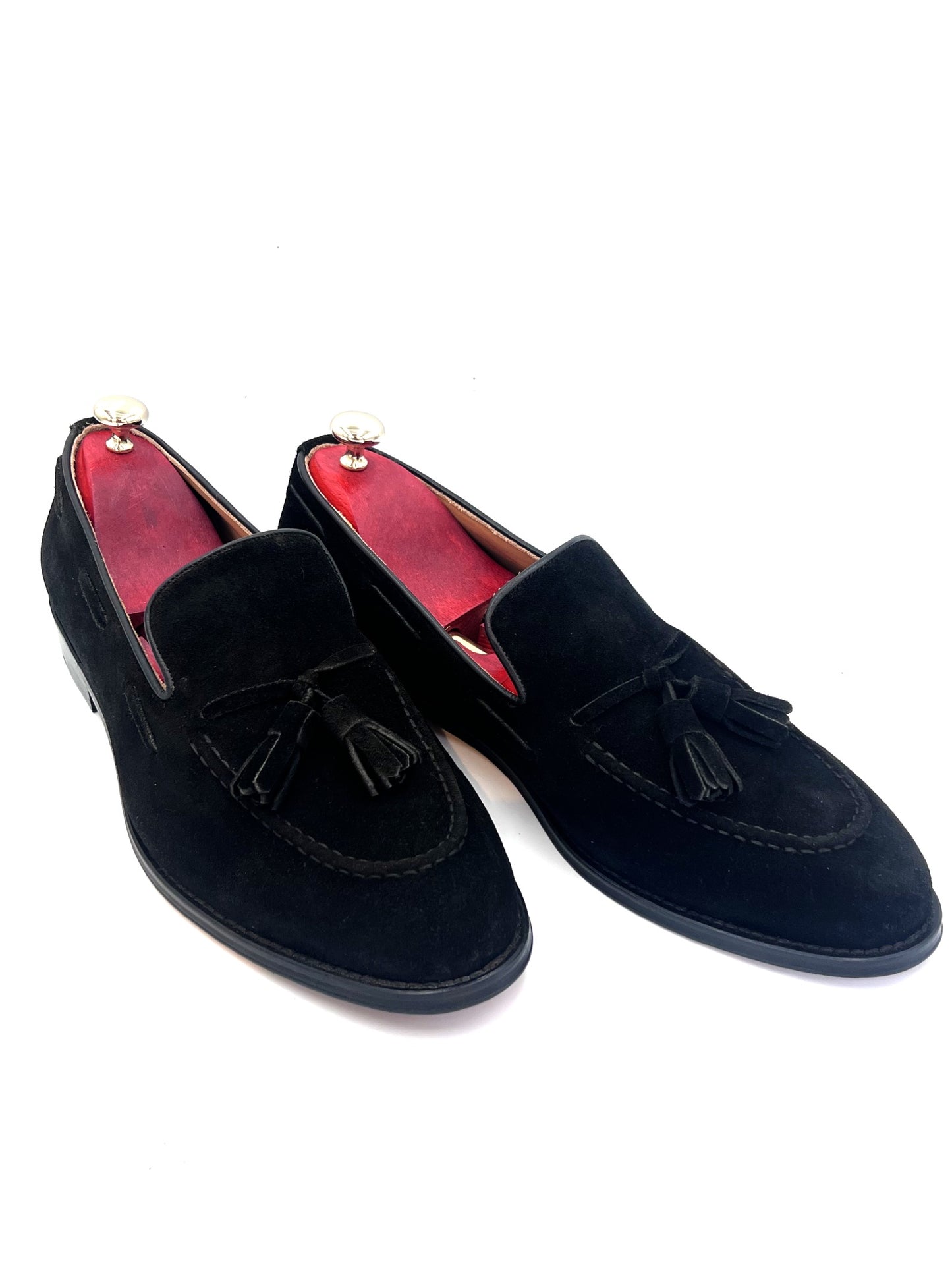Oscar William Handmade Black Suede Tassel Loafers – Leather Sole