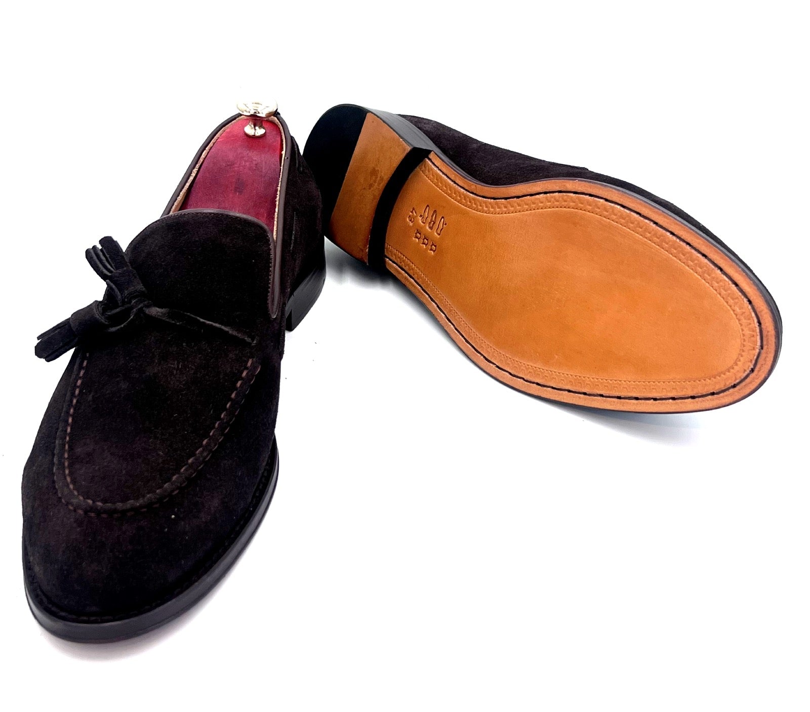 Oscar William Dark Brown Suede Tassel Loafers