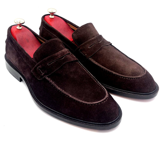 Oscar William Dark Brown Suede Penny Loafers – Understated Elegance, Effortless Comfort