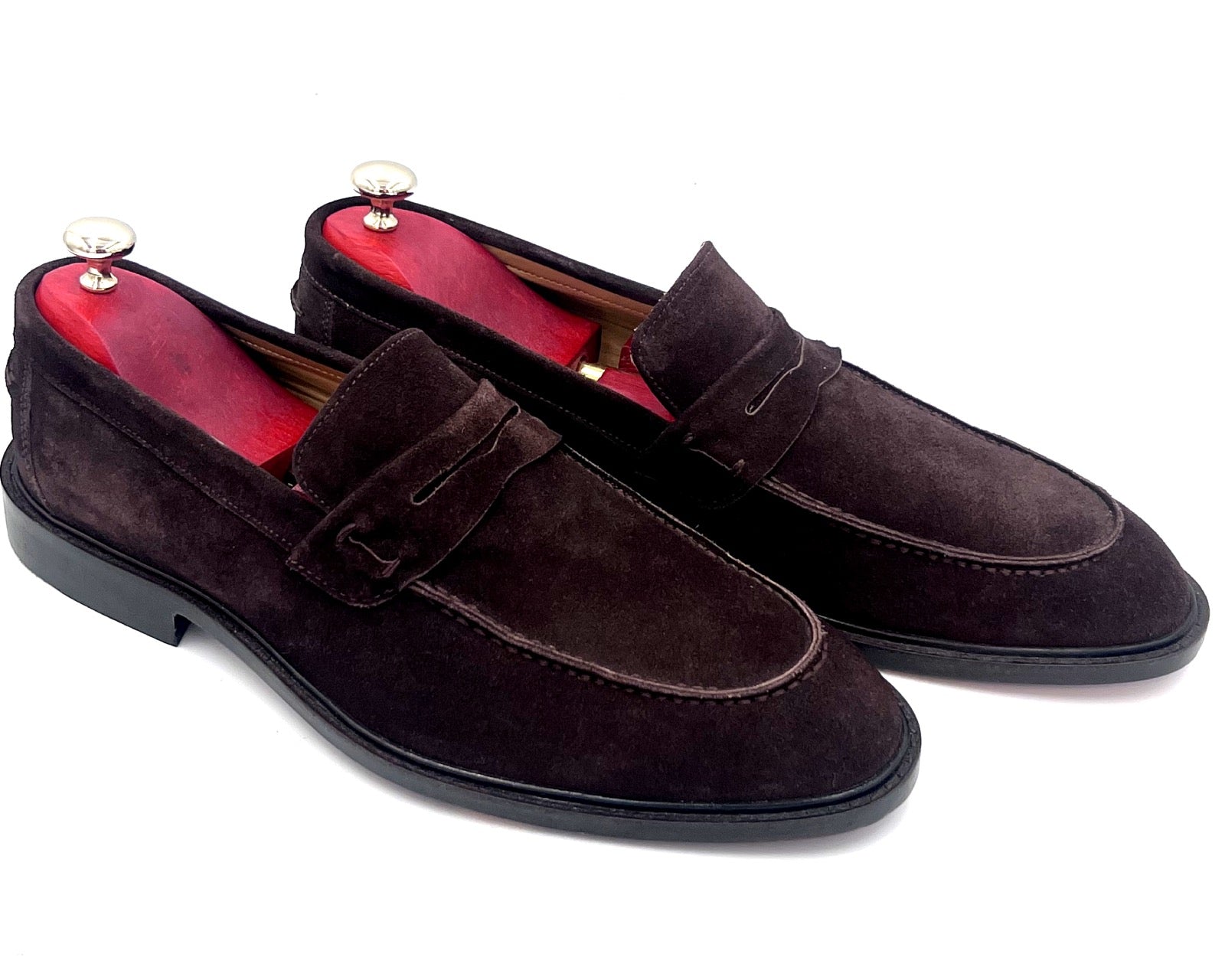 Oscar William Dark Brown Suede Penny Loafers
