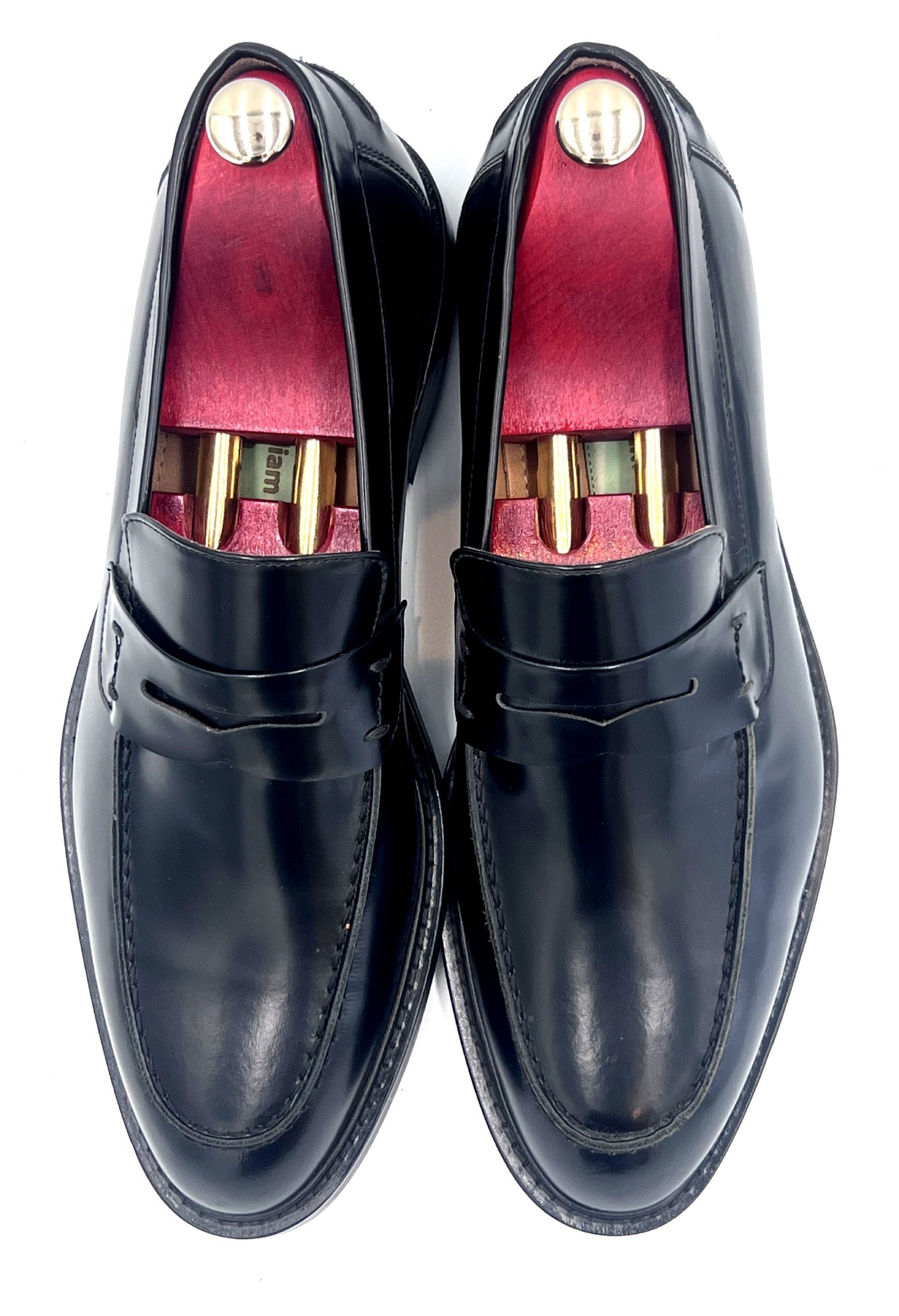 Oscar Williams High Shine Leather Penny Black Loafers