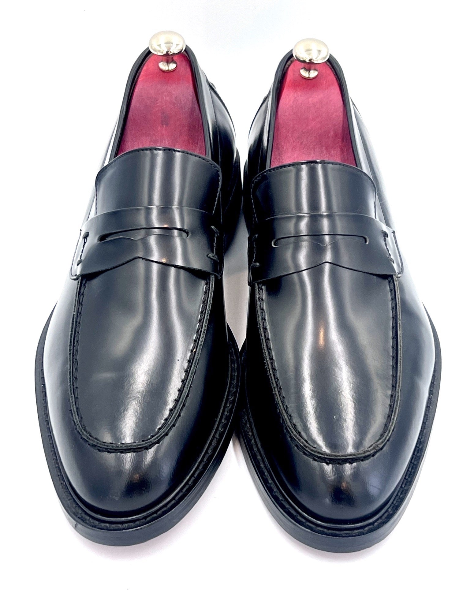 Oscar William Black High Shine Penny Loafers