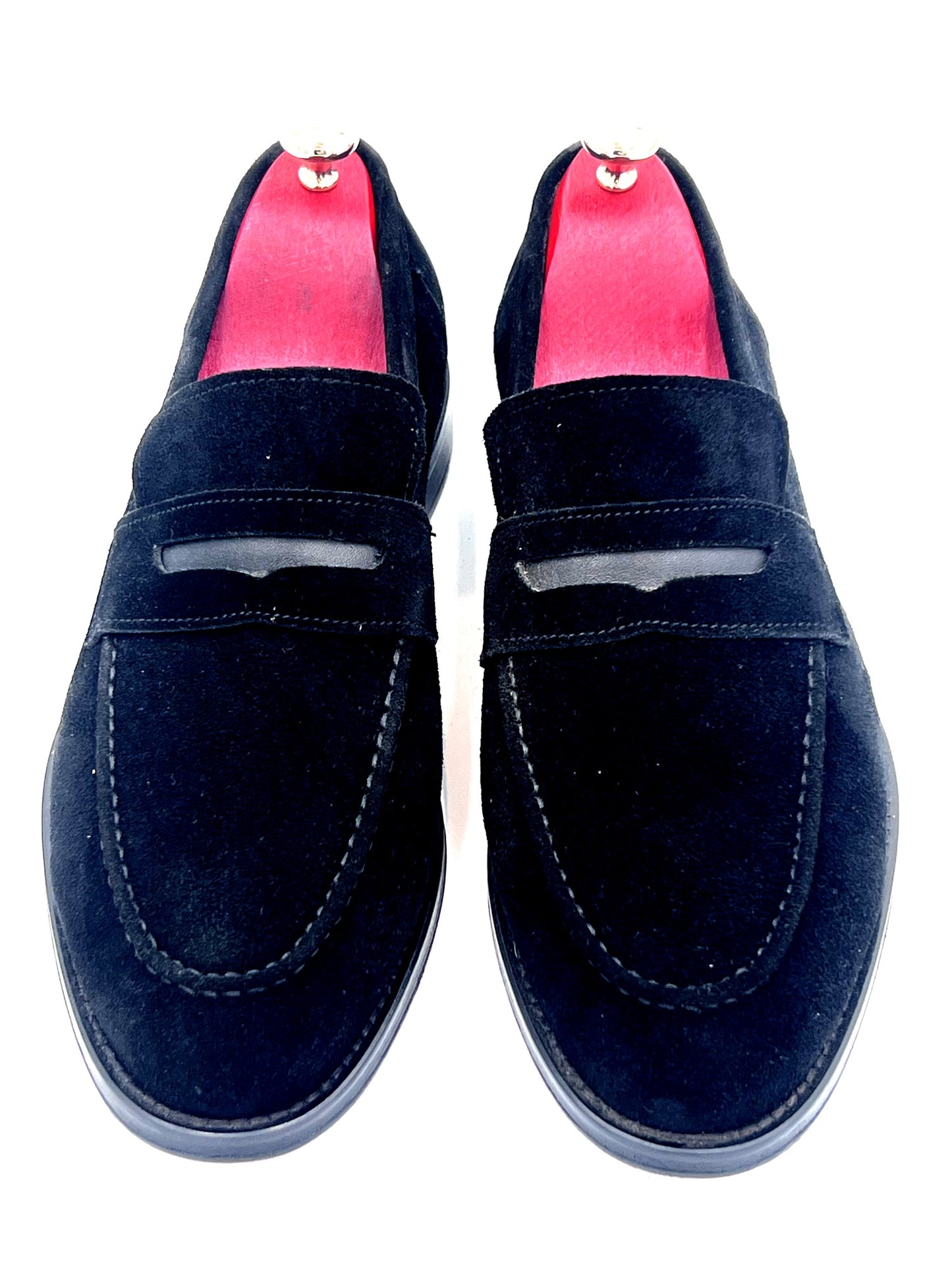 Oscar William Black Suede Penny Loafers – Leather Sole / Leather Lining