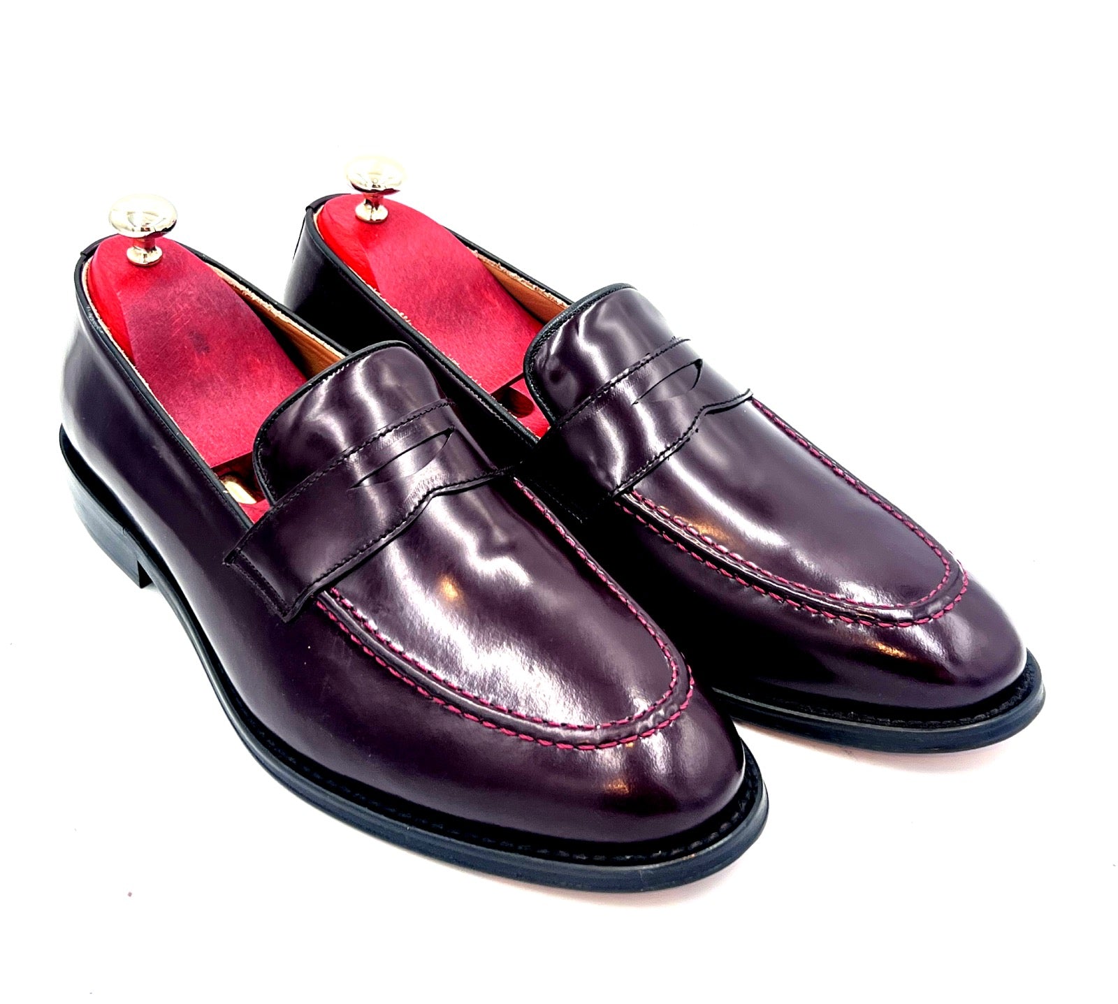 Oscar William Burgundy High Shine Penny Loafers