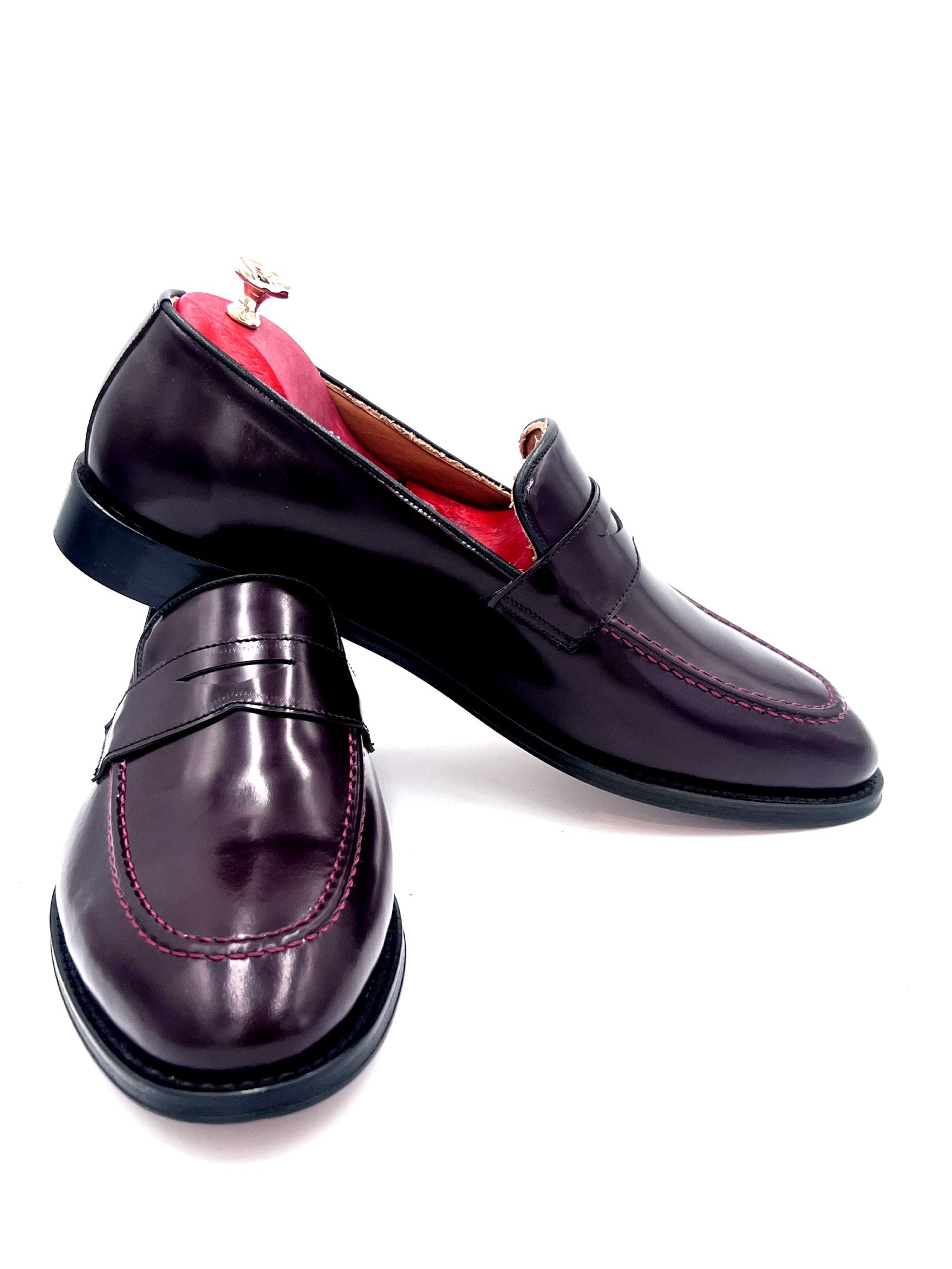 Oscar William Burgundy High Shine Penny Loafers