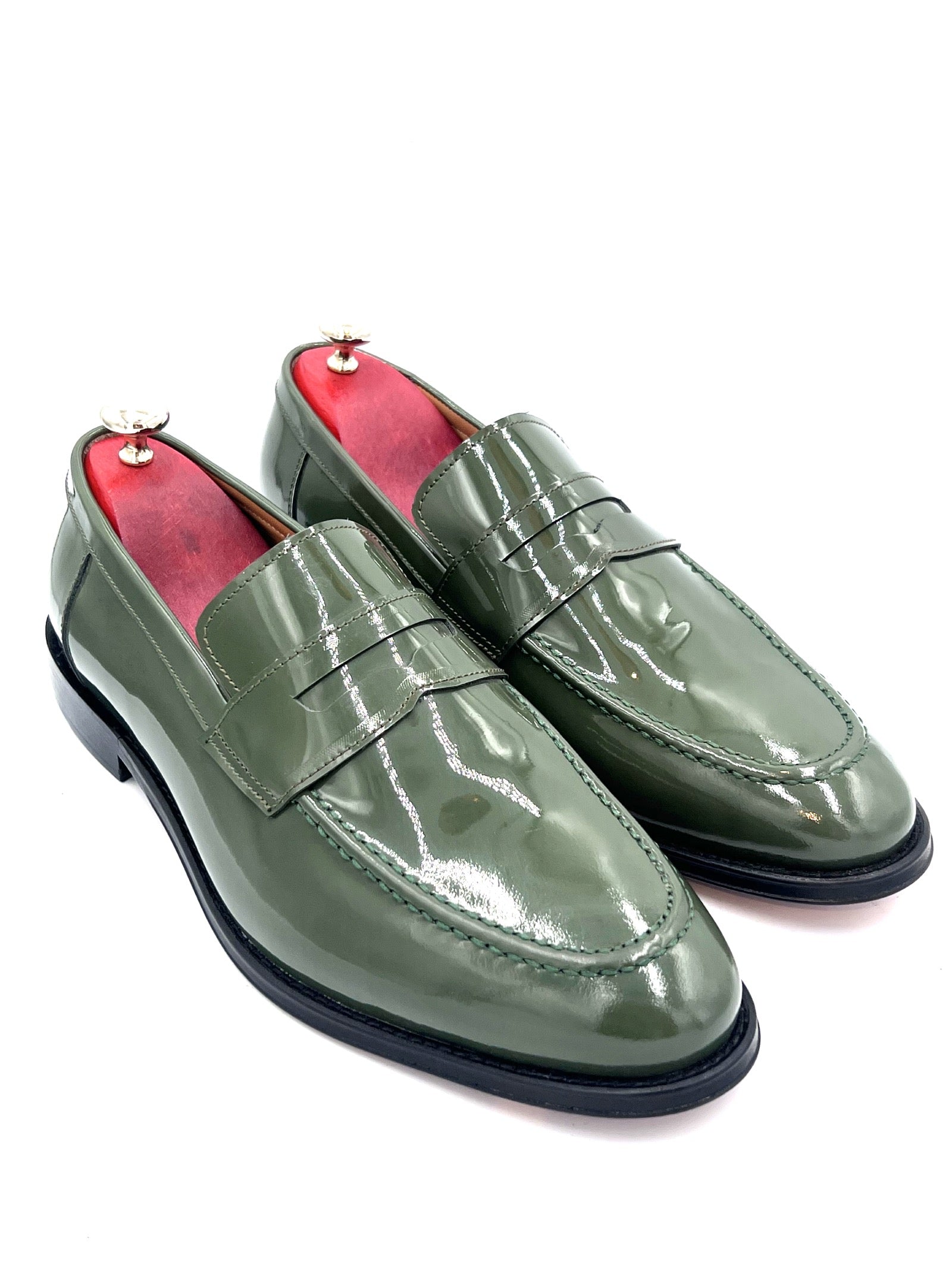 Oscar William Green Patent Leather Penny Loafers
