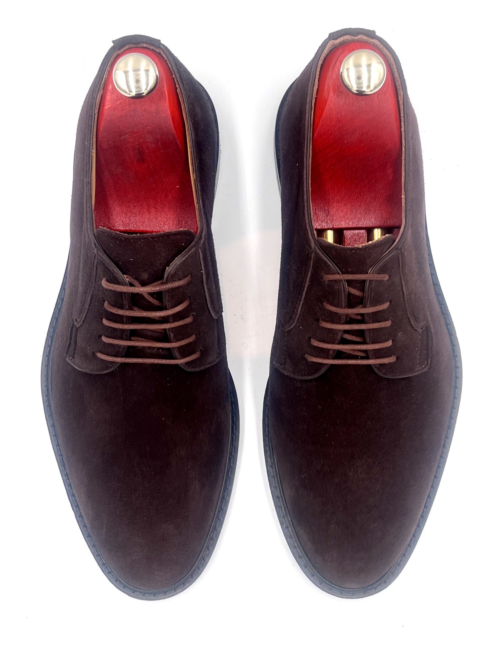 Oscar William Dark Brown Suede Derby Shoes – Leather Sole