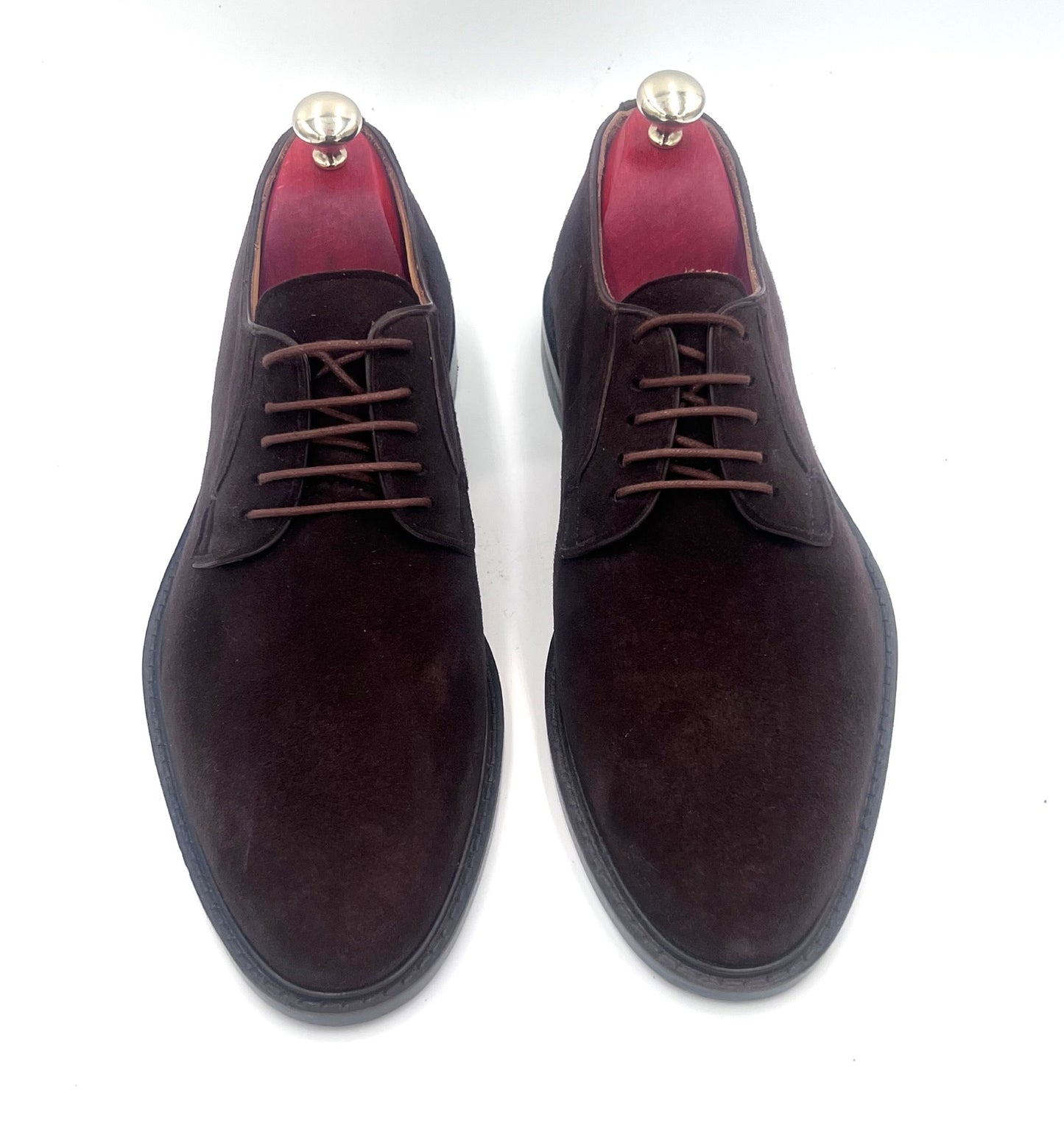 Oscar William Dark Brown Suede Derby Shoes – Leather Sole