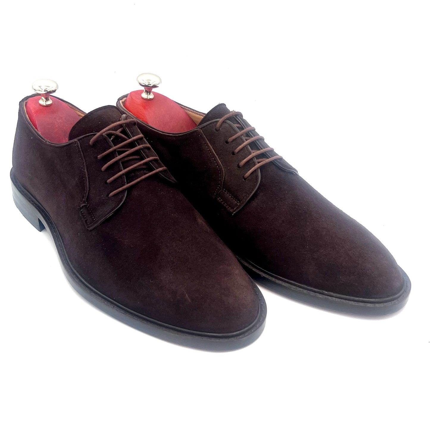 Oscar William Dark Brown Suede Derby Shoes – Leather Sole