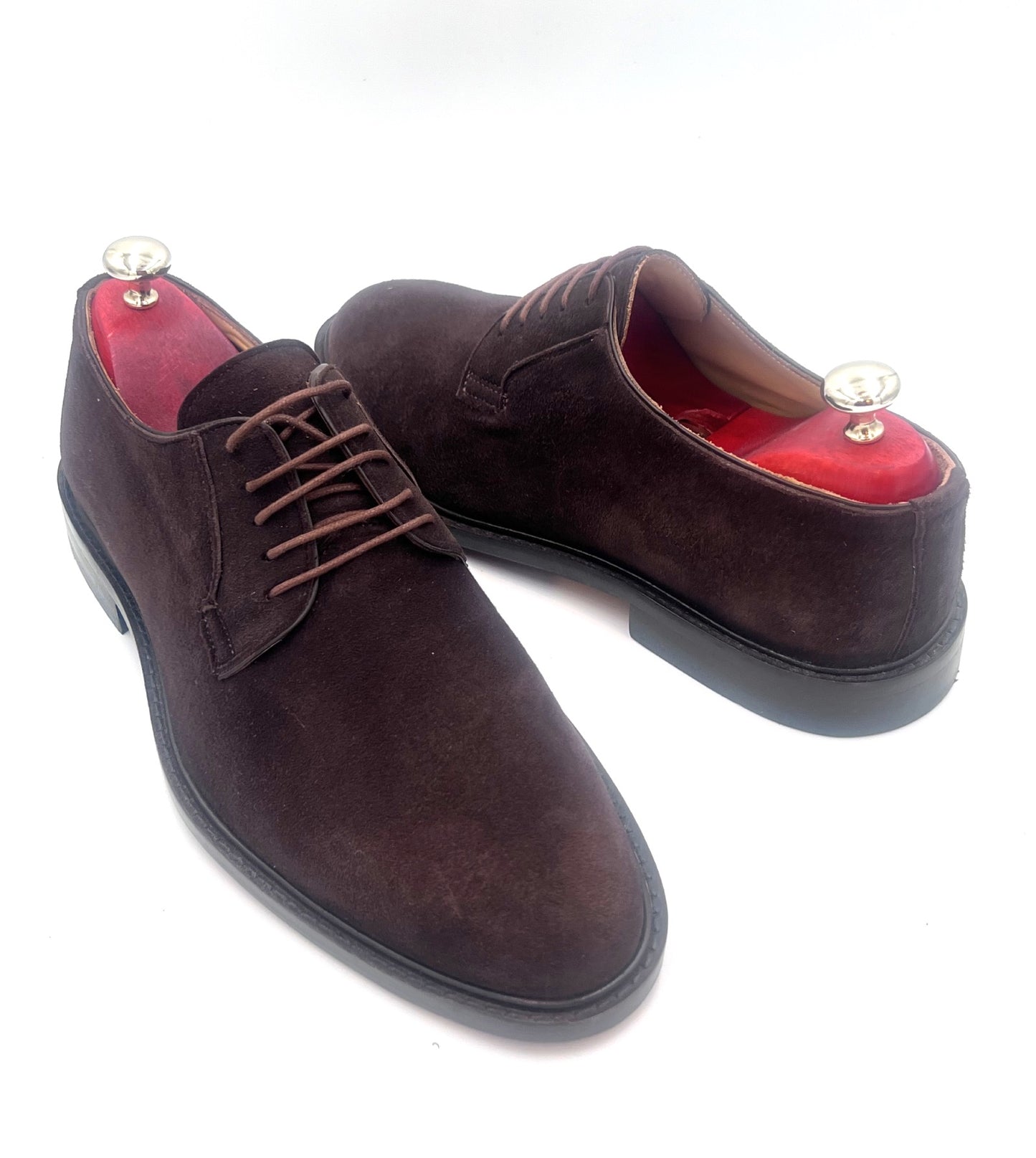 Oscar William Dark Brown Suede Derby Shoes – Leather Sole