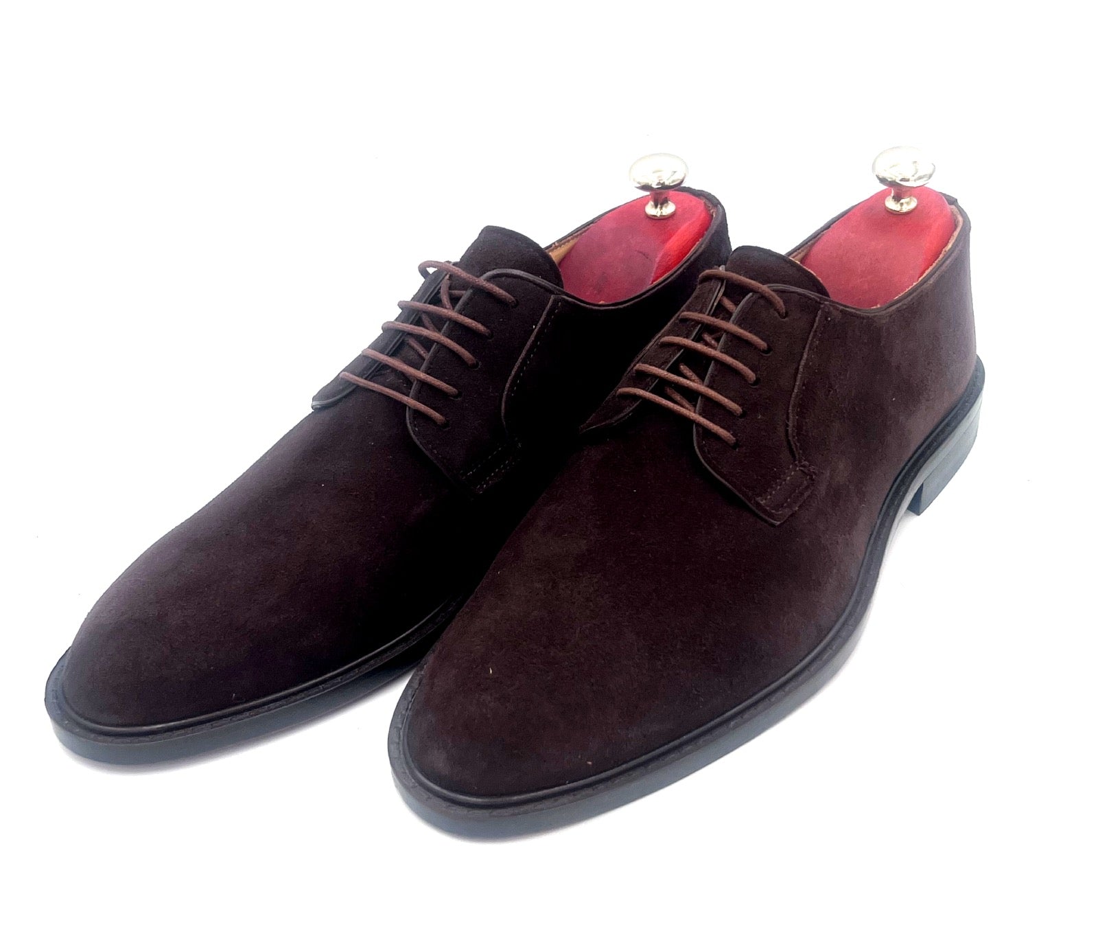 Oscar William Dark Brown Suede Derby Shoes – Leather Sole