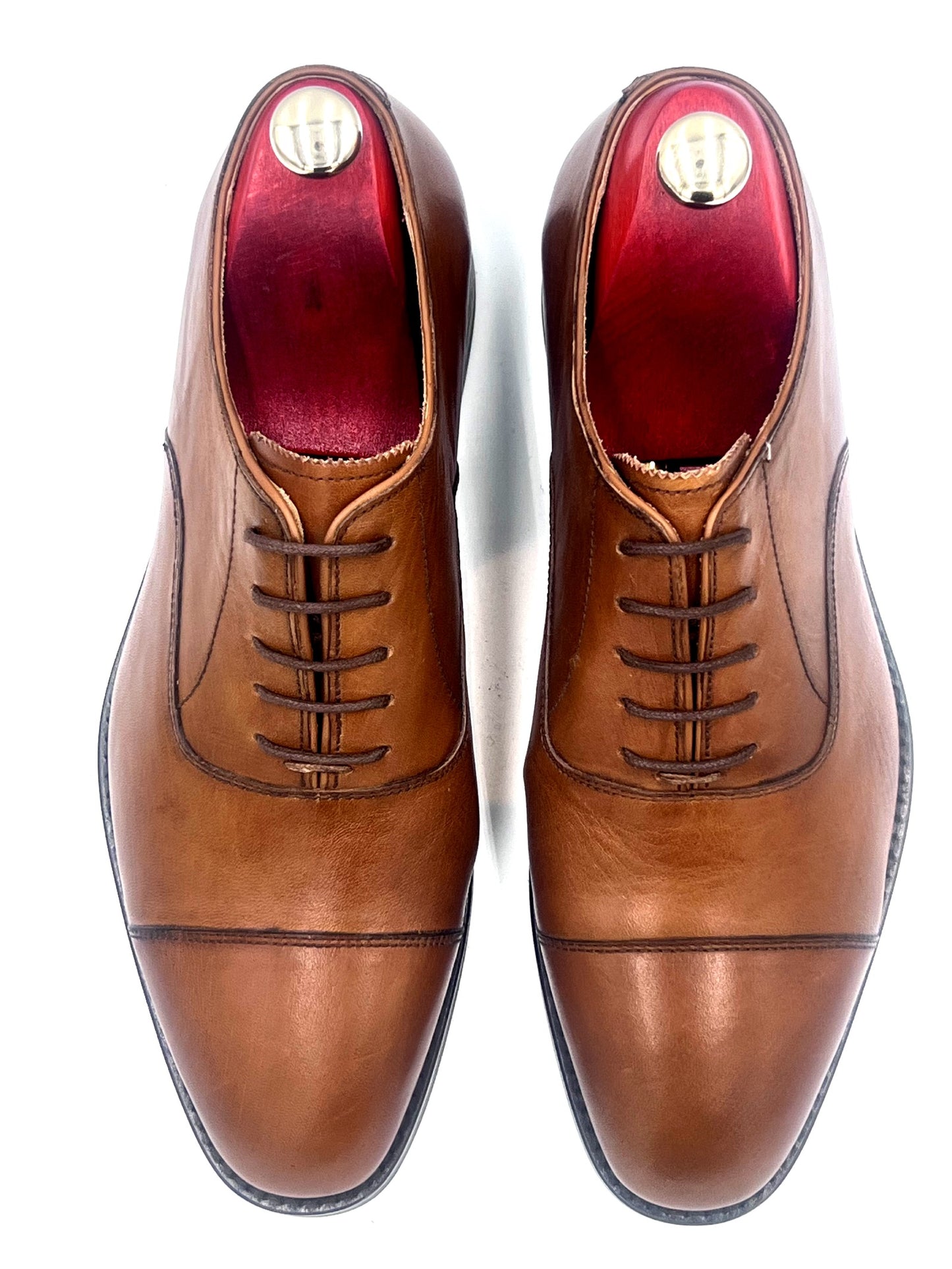 Oscar William Tan Classic Oxfords – Soft Leather with Real Rubber Studded Sole (Brown)