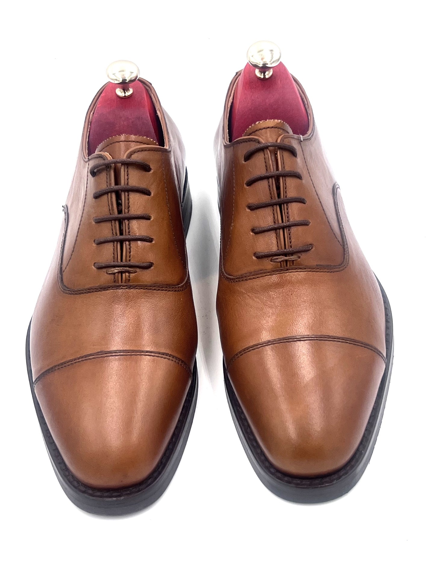 Oscar William Tan Classic Oxfords – Soft Leather with Real Rubber Studded Sole (Brown)