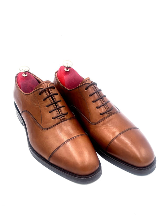 Oscar William Tan Classic Oxfords – Soft Leather with Real Rubber Studded Sole (Brown)