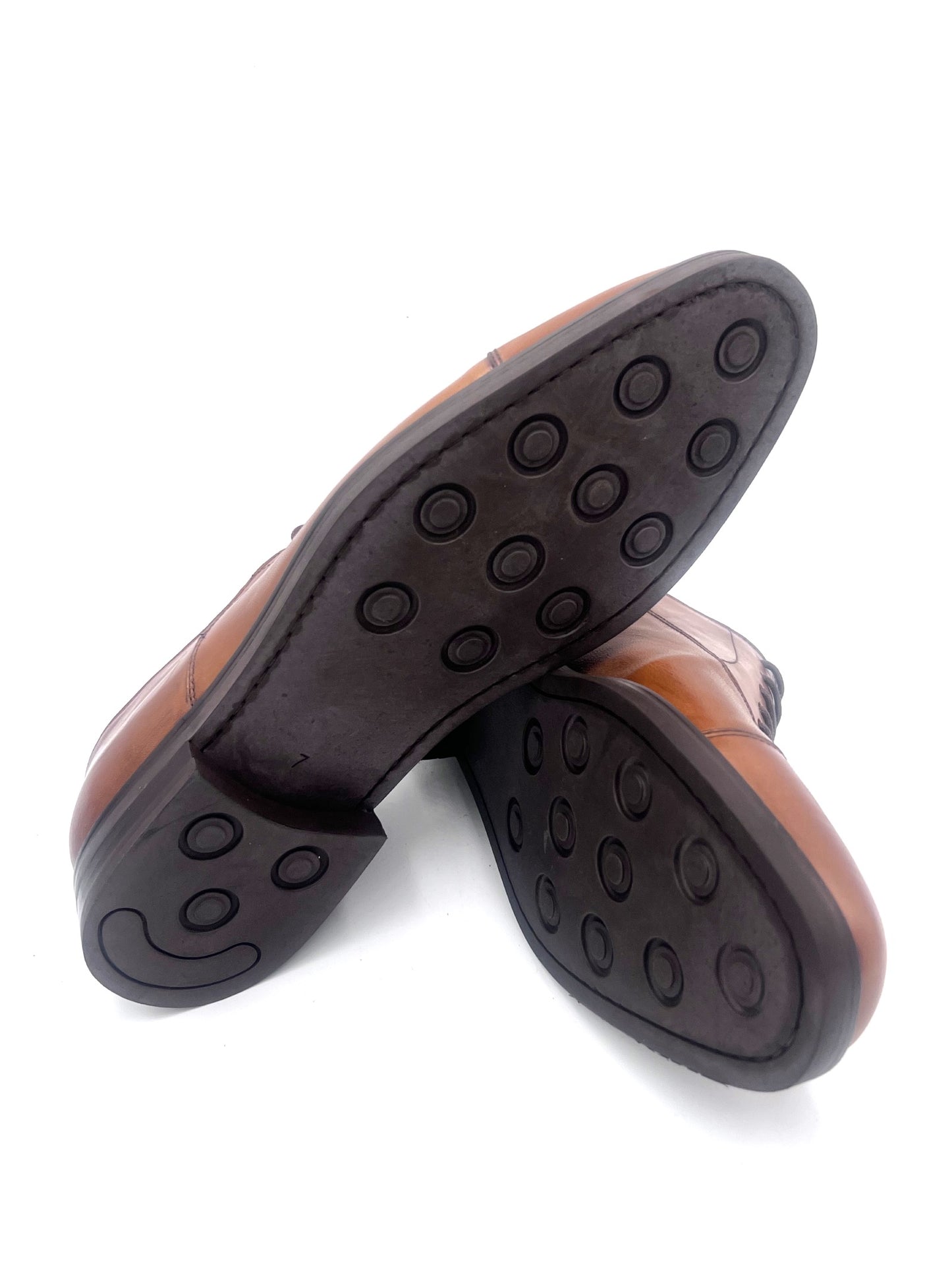 Oscar William Tan Classic Oxfords – Soft Leather with Real Rubber Studded Sole (Brown)