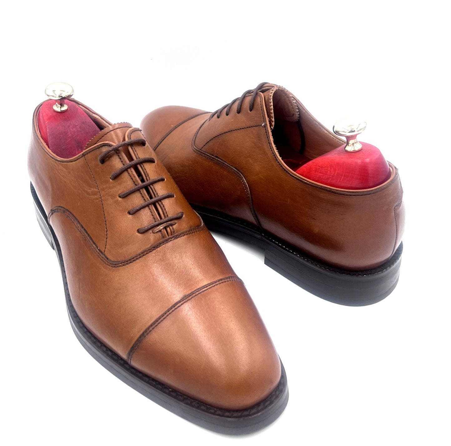 Oscar William Tan Classic Oxfords – Soft Leather with Real Rubber Studded Sole (Brown)