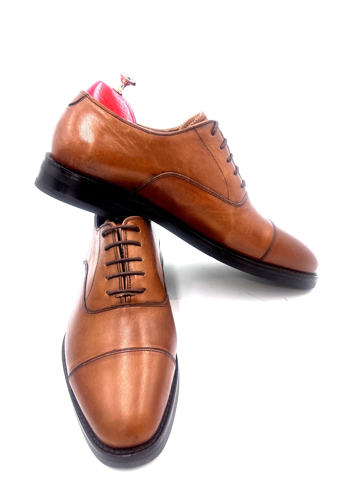 Oscar William Tan Classic Oxfords – Soft Leather with Real Rubber Studded Sole (Brown)