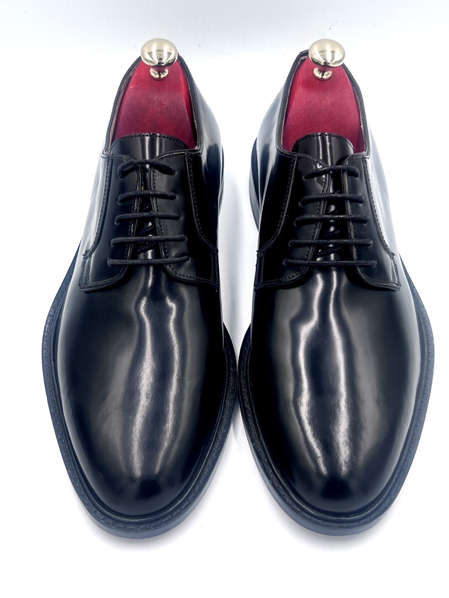 Oscar William Black High Shine Derby – Leather Sole /  Lining