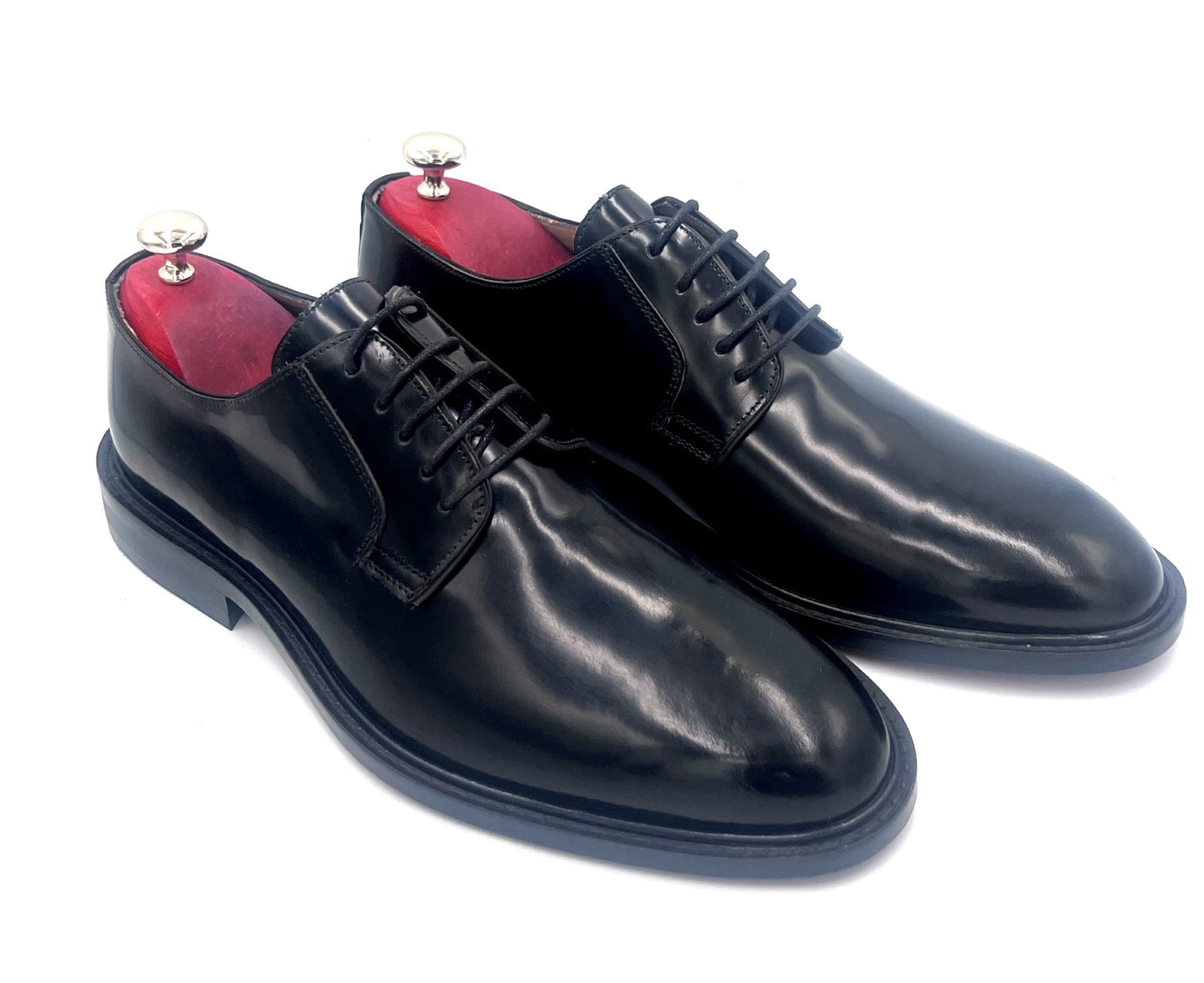 Oscar William Black High Shine Derby – Leather Sole /  Lining