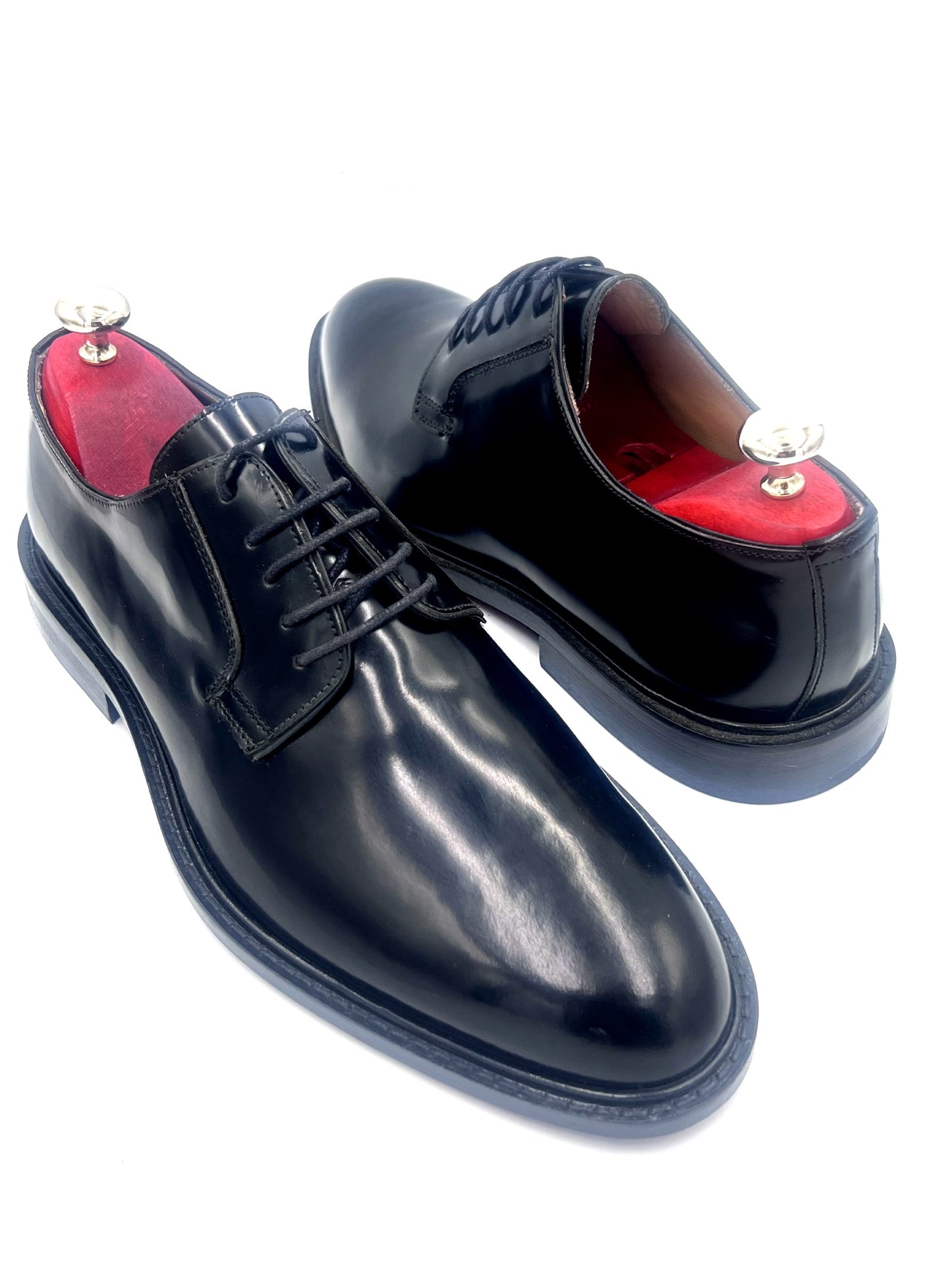 Oscar William Black High Shine Derby – Leather Sole /  Lining