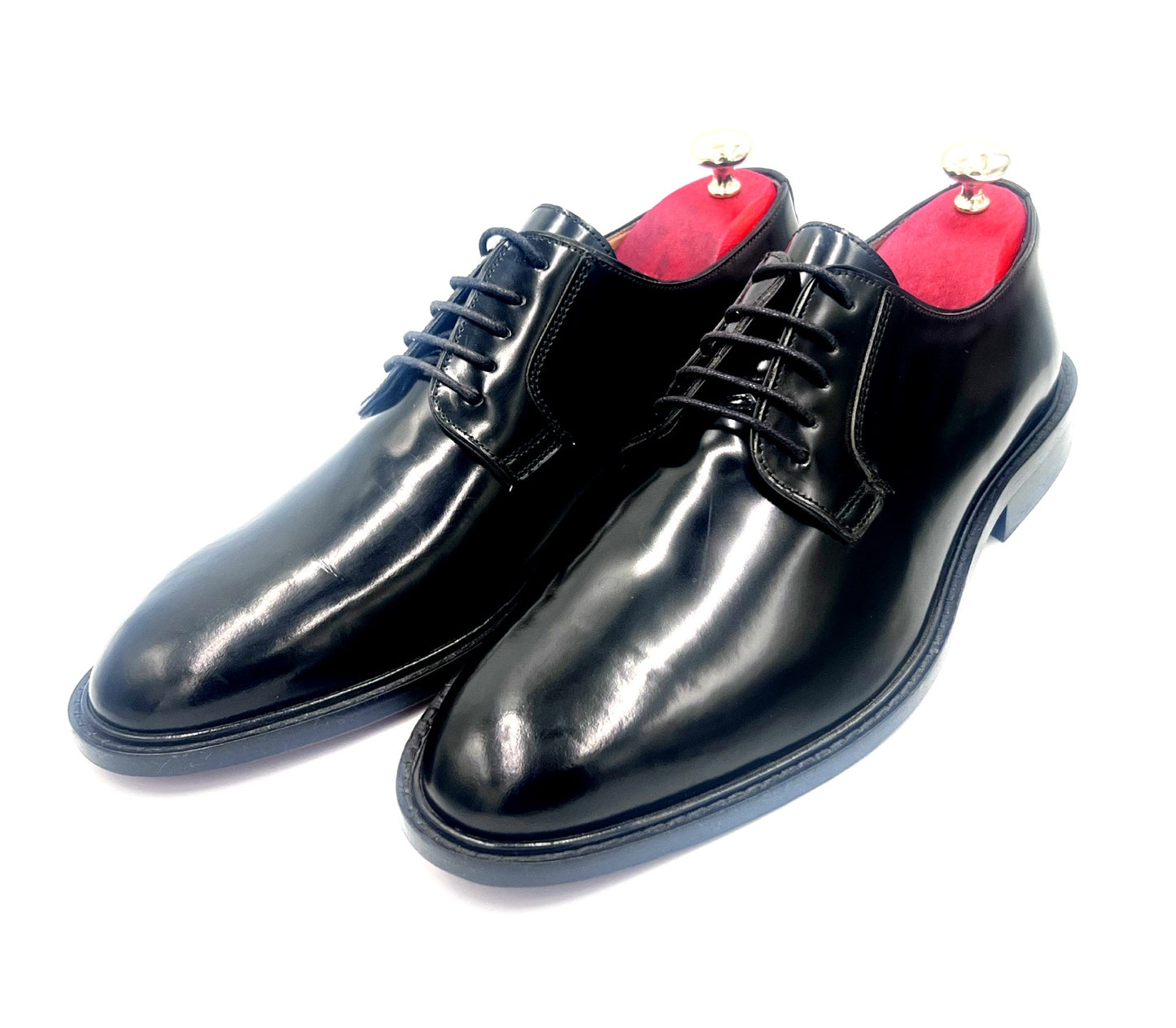Oscar William Black High Shine Derby – Leather Sole /  Lining