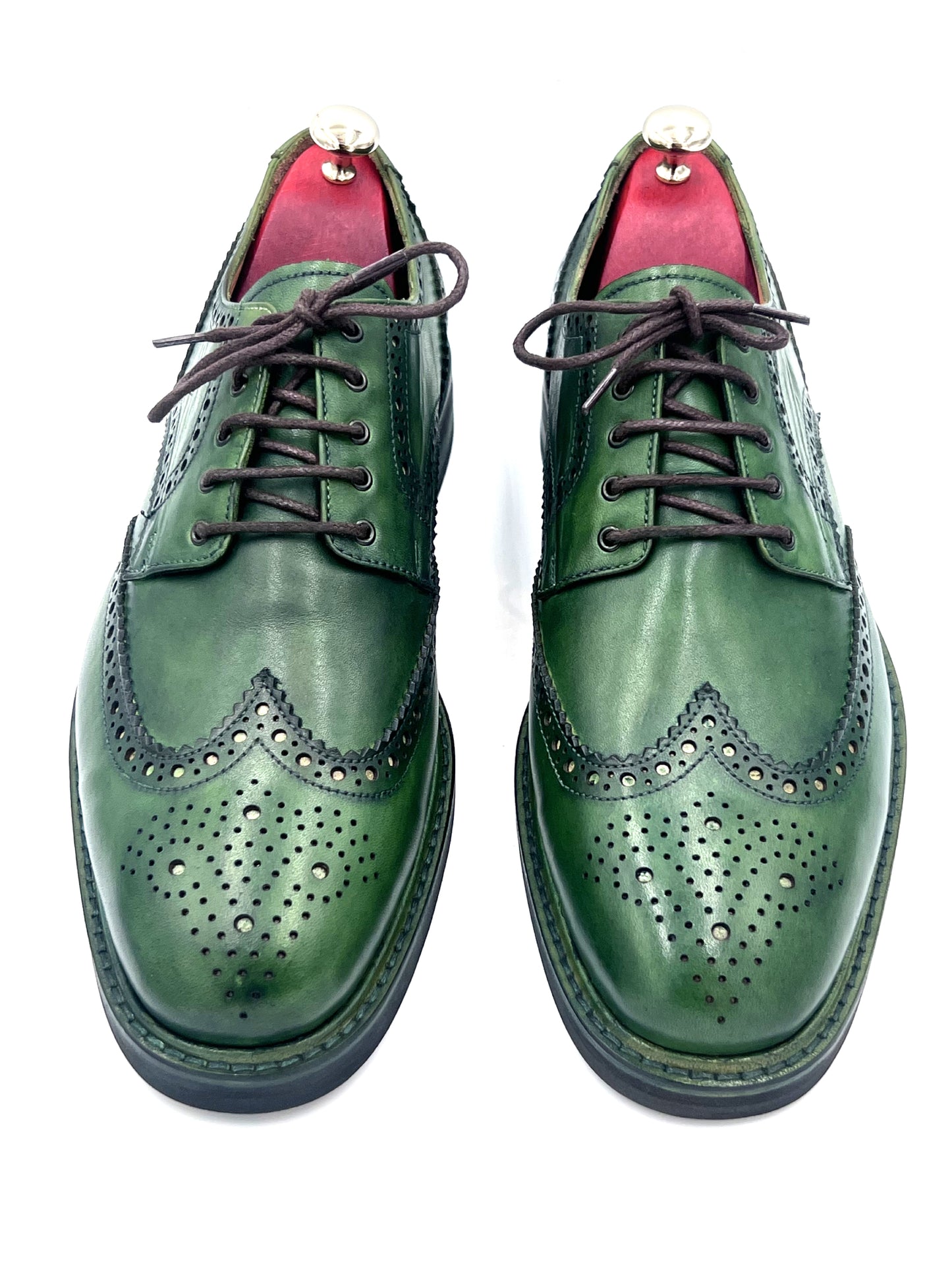 Oscar William Handmade Green Patina Brogue – Rubber Studded sole