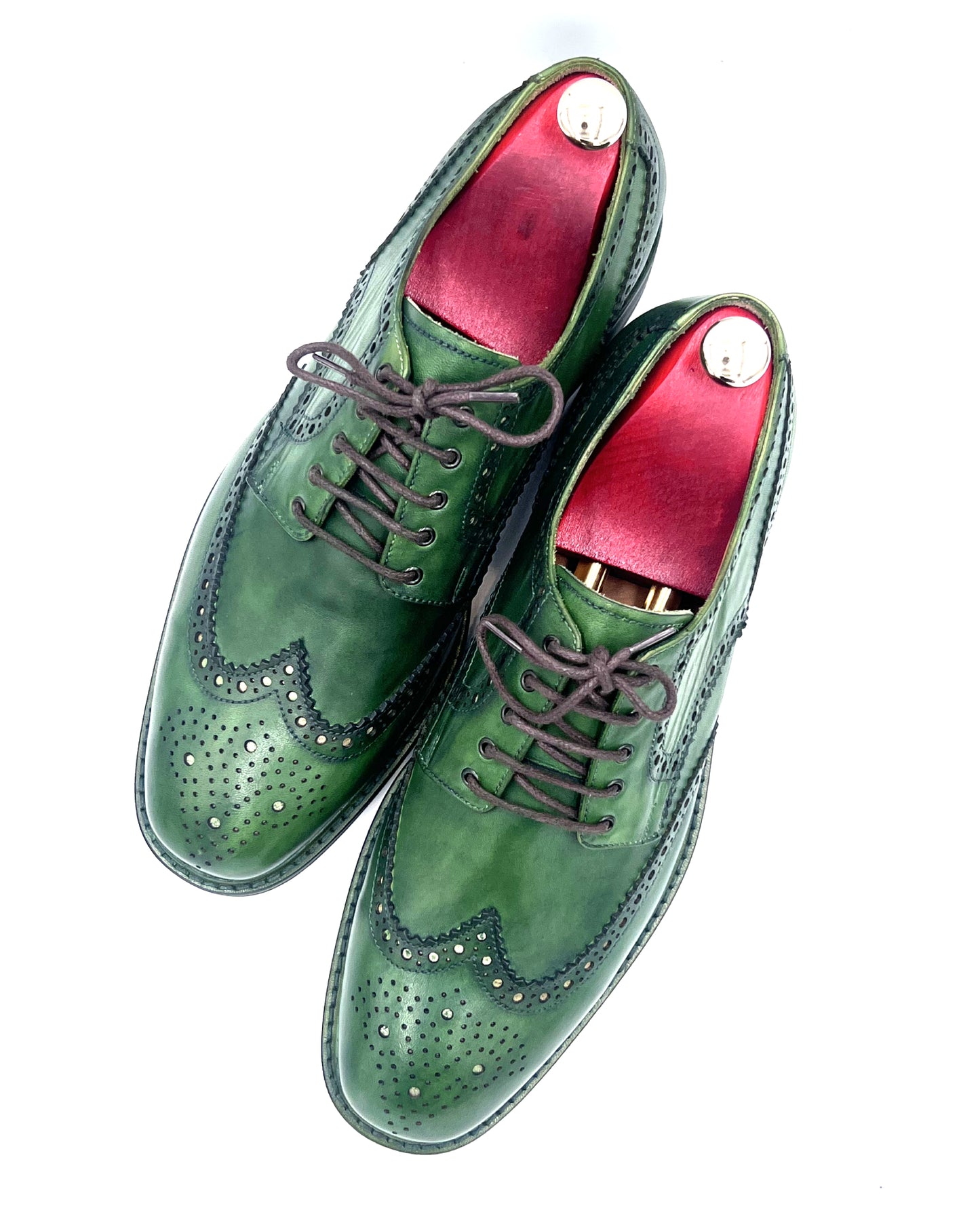 Oscar William Handmade Green Patina Brogue – Rubber Studded sole