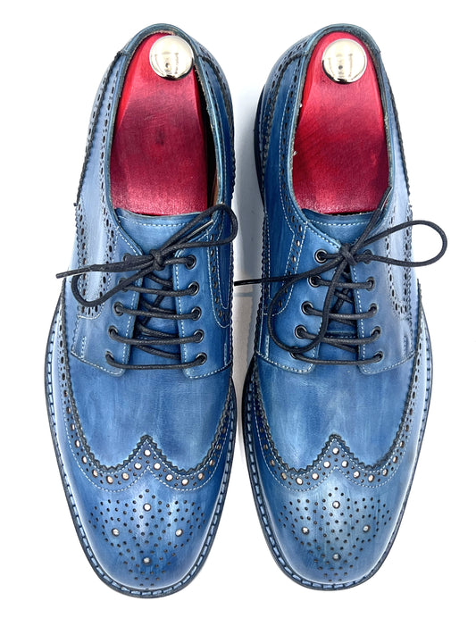 Classic Handmade Blue Patina Brogue – Rubber Studded Sole / Full Leather Lining