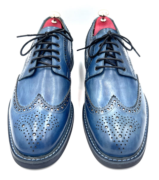 Classic Handmade Blue Patina Brogue – Rubber Studded Sole / Full Leather Lining