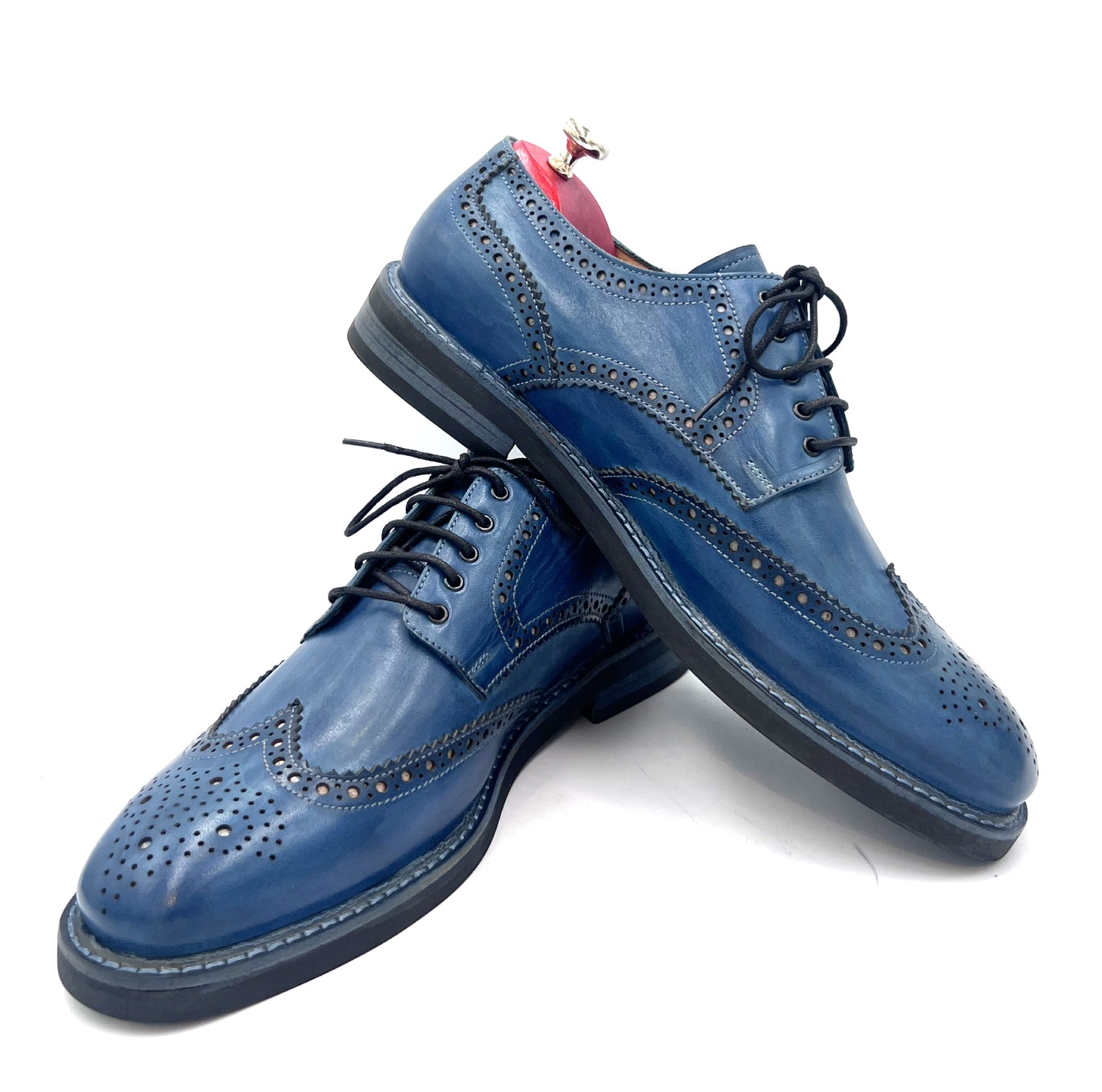 Classic Handmade Blue Patina Brogue – Rubber Studded Sole / Full Leather Lining