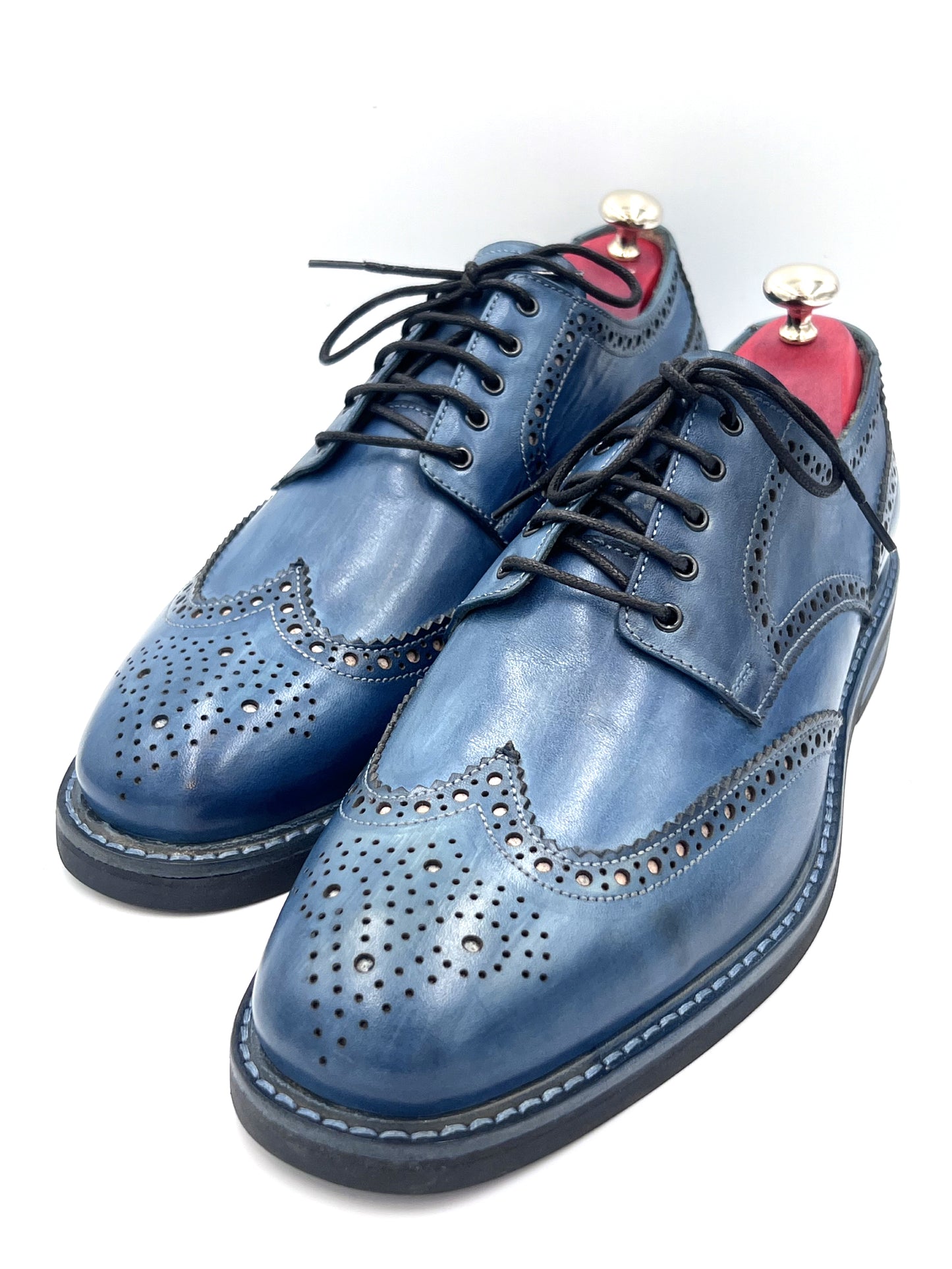 Classic Handmade Blue Patina Brogue – Rubber Studded Sole / Full Leather Lining