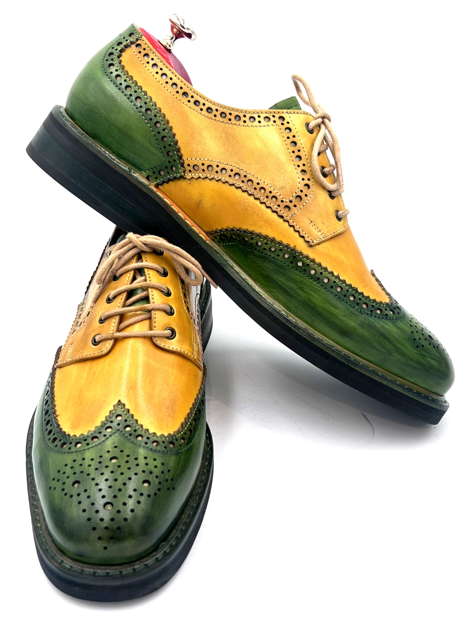 Classic Handcrafted Brogue – Yellow / Green Multicolor