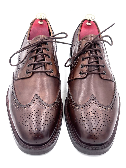 Oscar William Handmade Chocolate Brogue – Studded Sole / Leather Lining