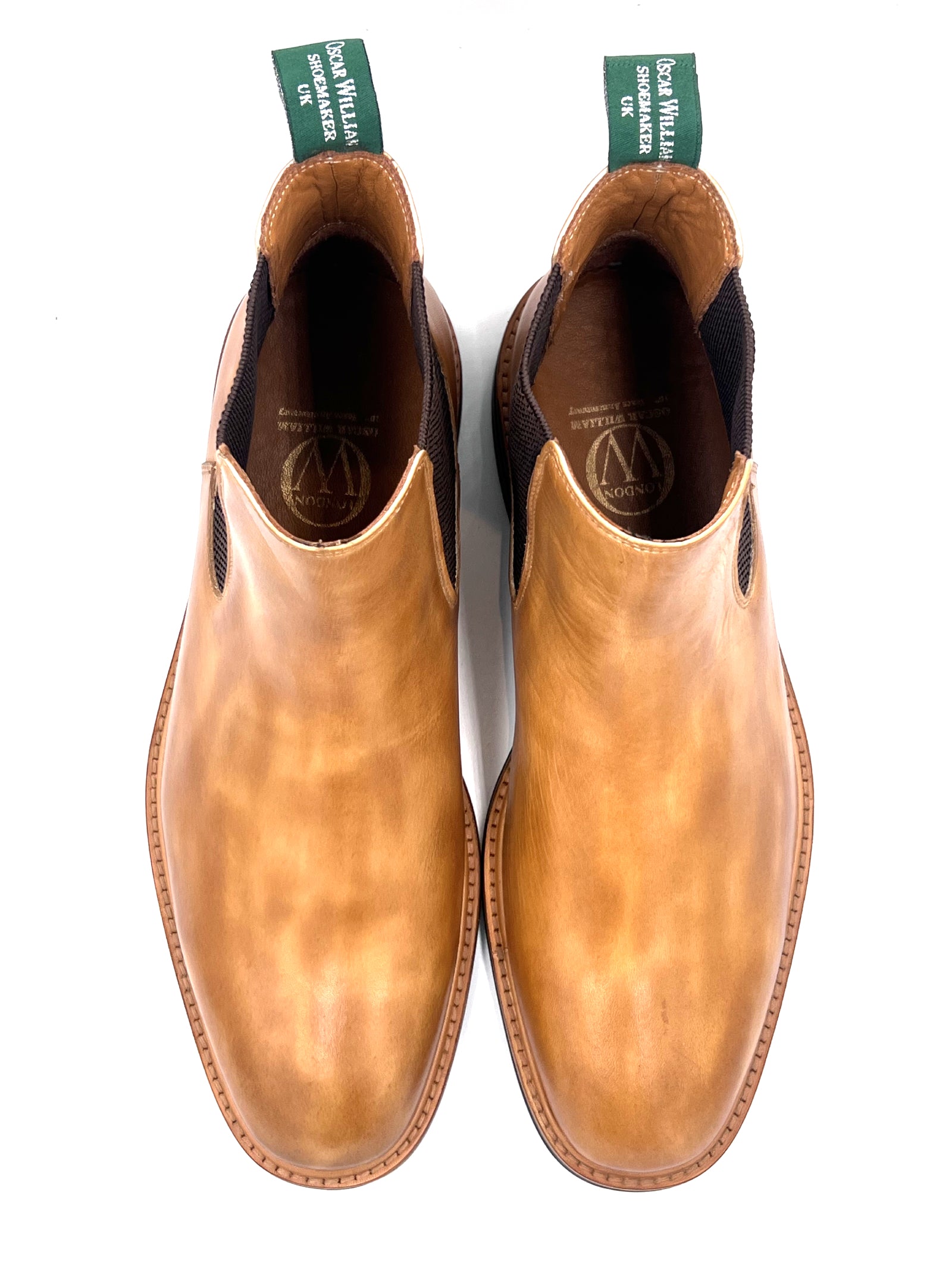 Hand-Painted Patina Chelsea Boots | Studded Rubber Sole