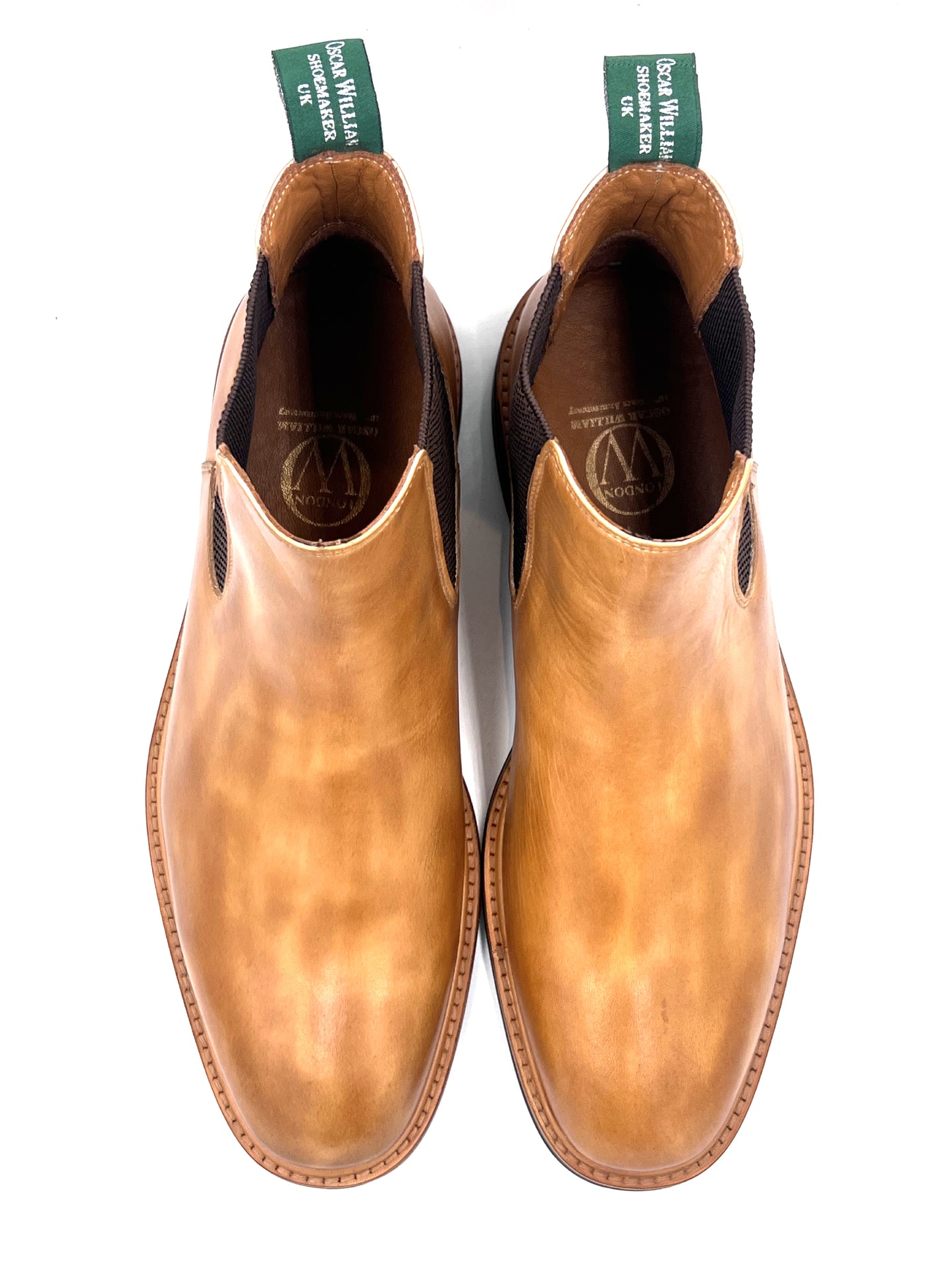 Oscar William Handmade Patina Chelsea Boots – Studded Rubber Sole