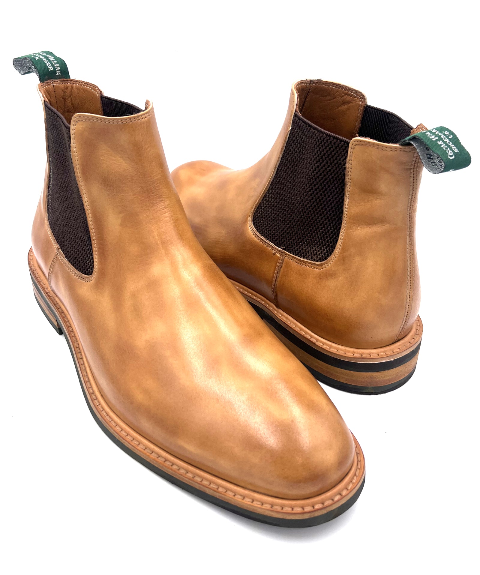 Hand-Painted Patina Chelsea Boots | Studded Rubber Sole