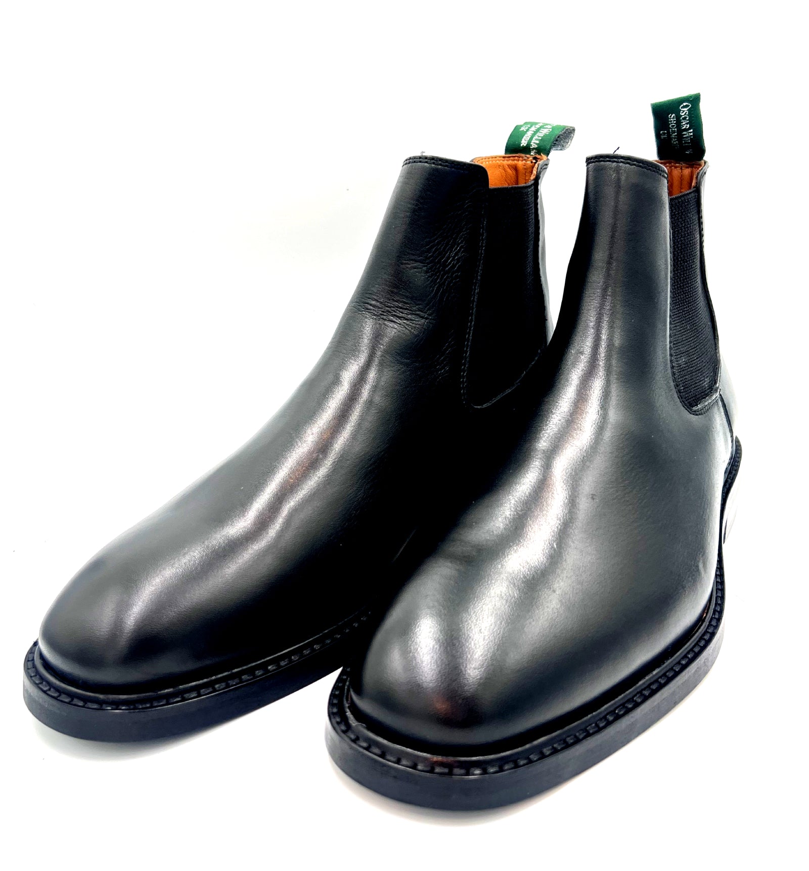Black Leather Chelsea Boots | Rubber Studded Sole