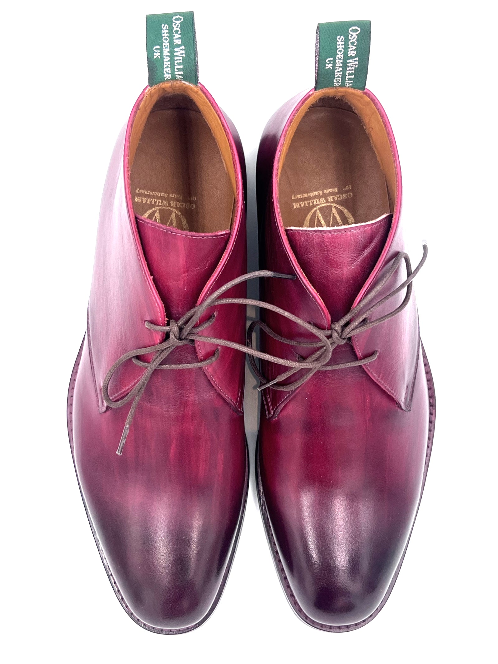 Burgundy Patina Chukka Boots | Hand-Painted Leather Boots