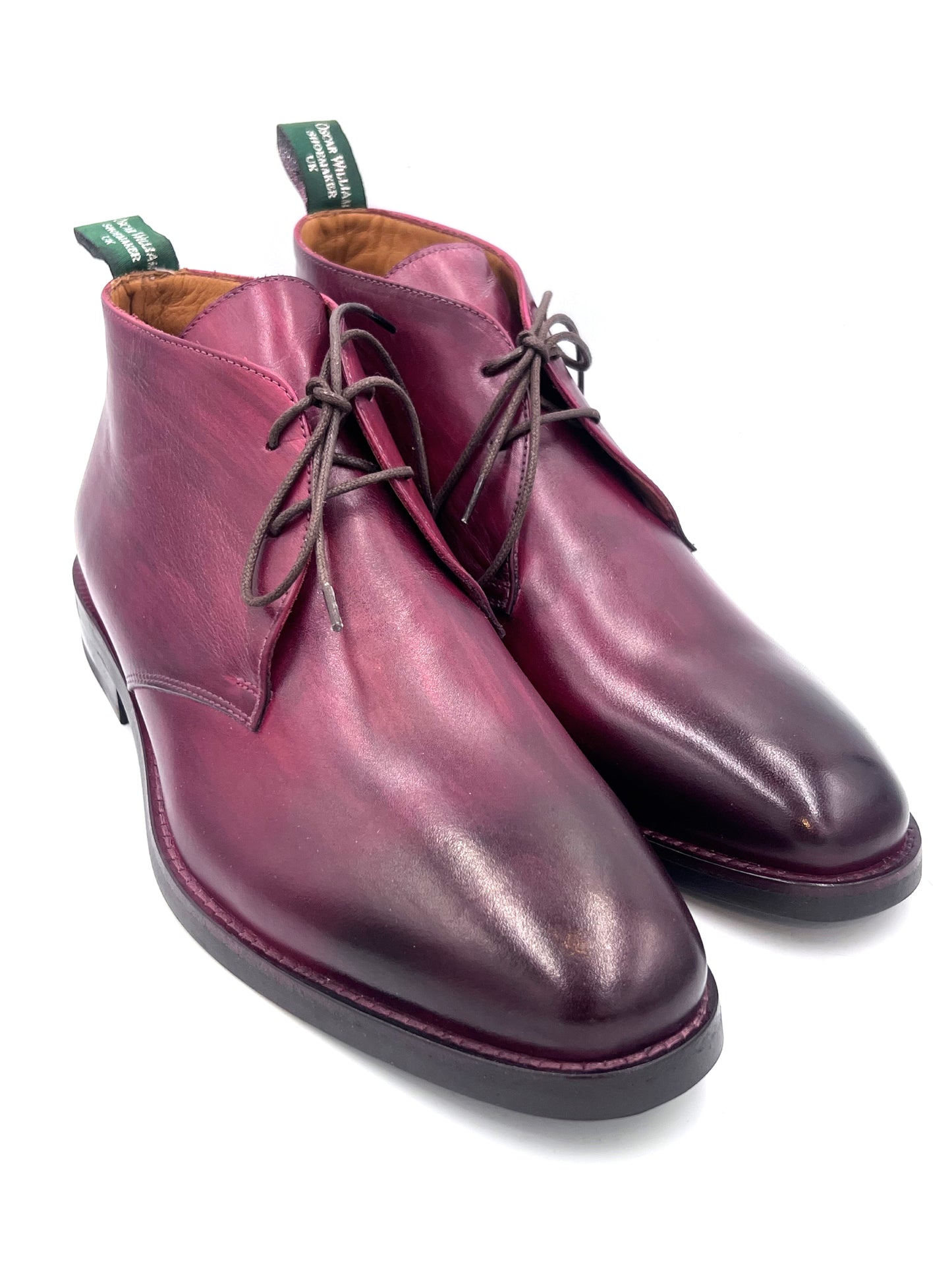 Oscar William Handcrafted Burgundy Patina Chukka Boots – London Heritage Collection