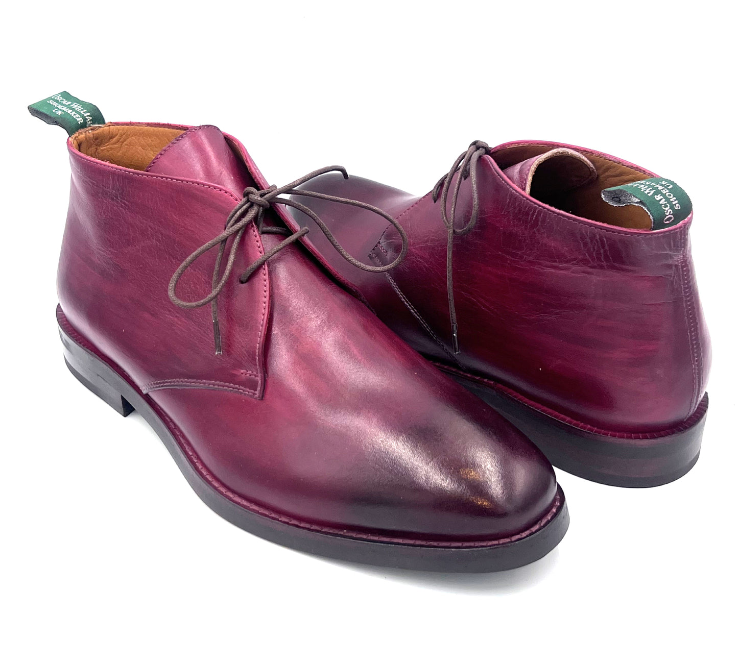 Oscar William Handcrafted Burgundy Patina Chukka Boots – London Heritage Collection