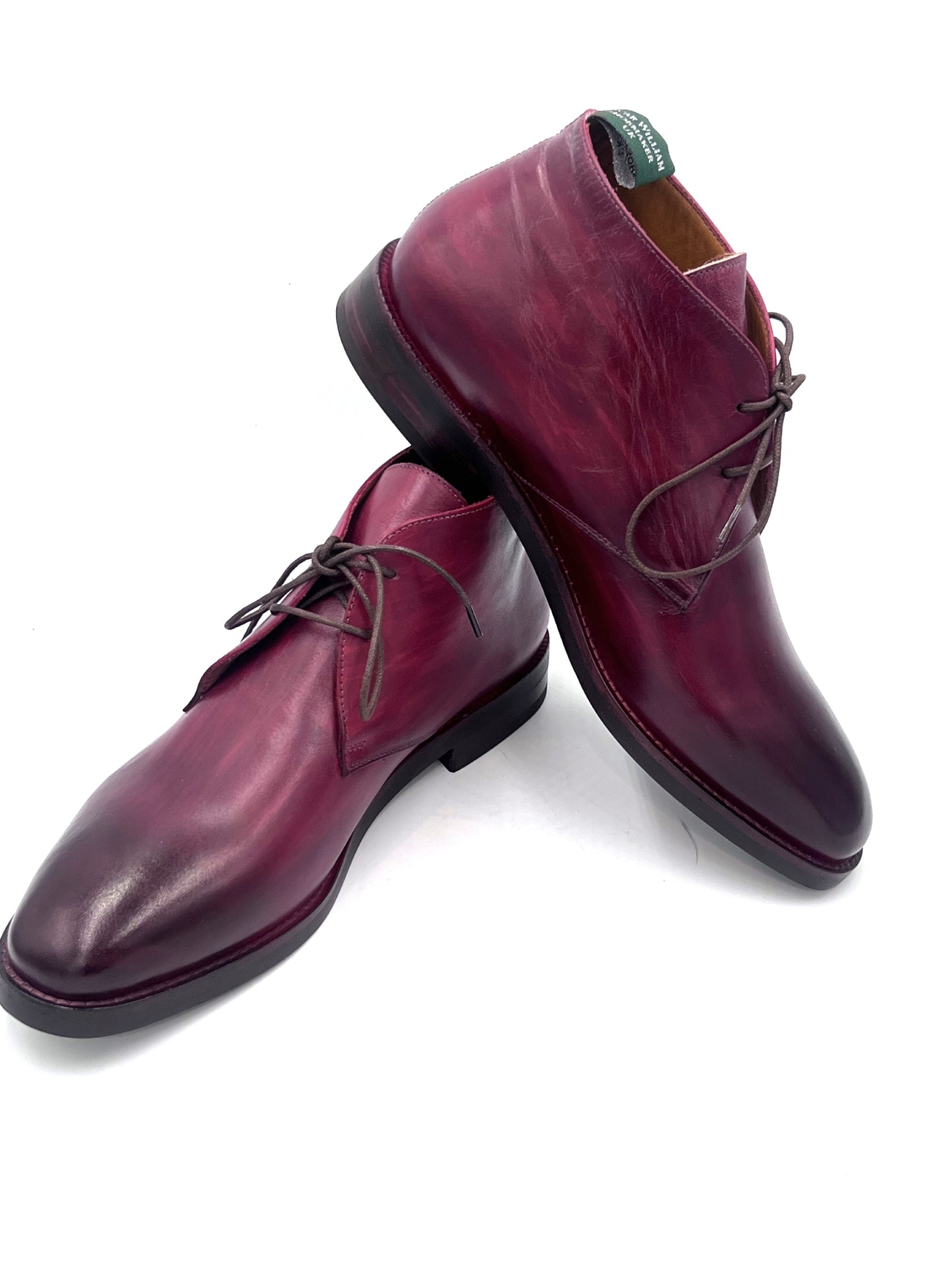 Oscar William Handcrafted Burgundy Patina Chukka Boots – London Heritage Collection