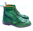 Green Patina Brogue Boots | Hand-Painted Leather Wingtip Boots