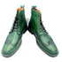 Green Patina Brogue Boots | Hand-Painted Leather Wingtip Boots