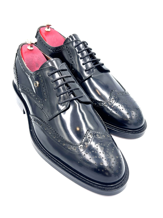 Oscar William Brogues – High Shine Black | Leather Sole